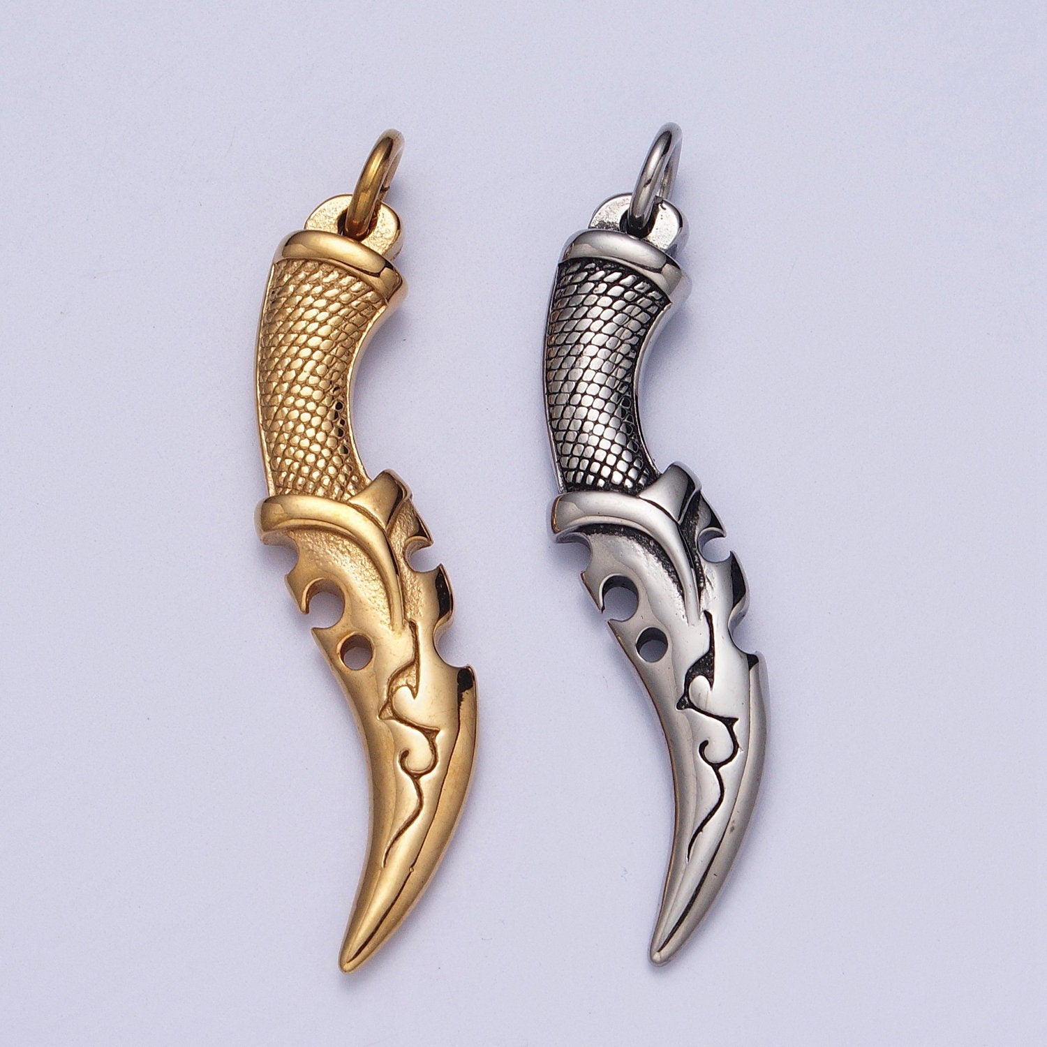Big Gold Dagger Pendant Necklace Stainless Steel Sword Men Necklaces Gift / Unisex Jewelry Making Supply for Craft Supply J-460