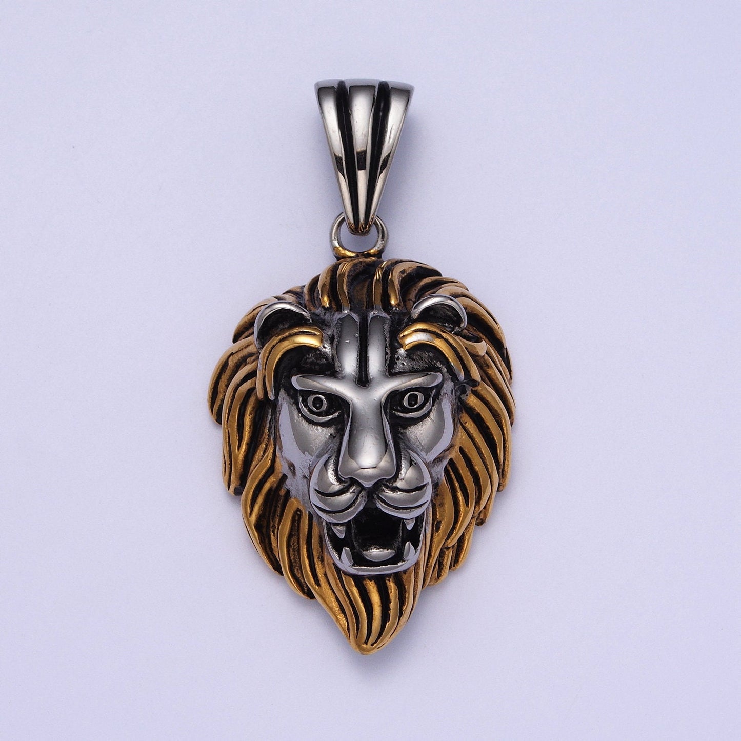 Gold Lion Pendant King of The Jungle Charm Head Animal Pendant Heavy Duty Hard 3D Pendant for Men Jewelry J-455