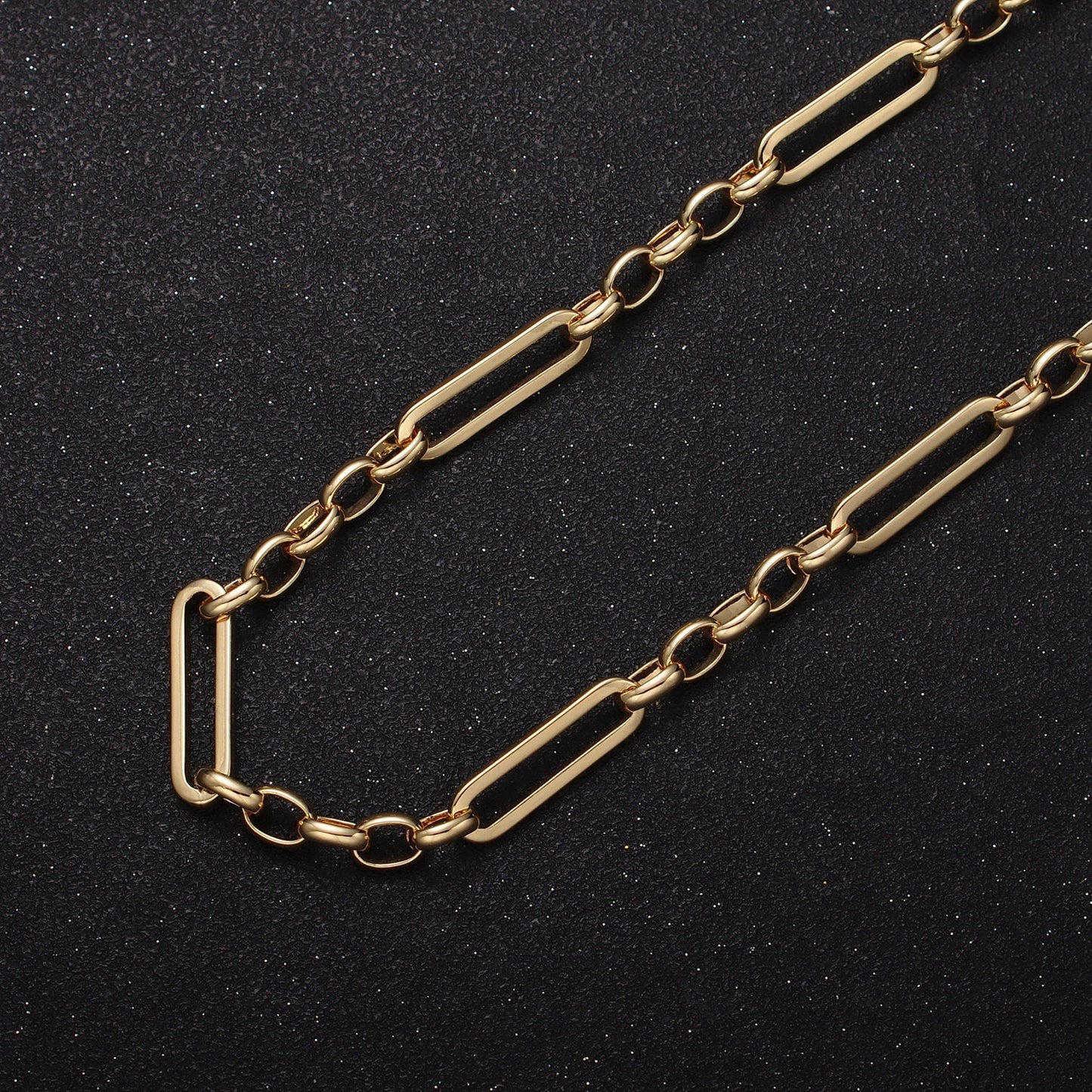 16K, White Gold Filled Unique Paper Clip Double Rolo Link Unfinished Unique Jewelry Making Yard Chain in Gold & Silver | Roll-1181 Roll-1182