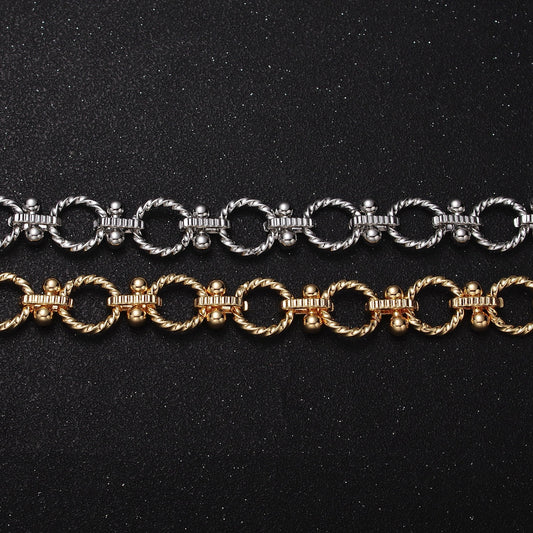 16K Gold Filled 12mm Twisted Rolo Designed Link Unfinished Jewelry Making Yard Statement Chain in Gold & Silver | Roll-1165 Roll-1166