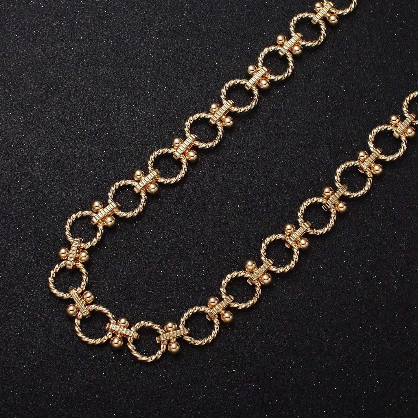 16K Gold Filled 12mm Twisted Rolo Designed Link Unfinished Jewelry Making Yard Statement Chain in Gold & Silver | Roll-1165 Roll-1166
