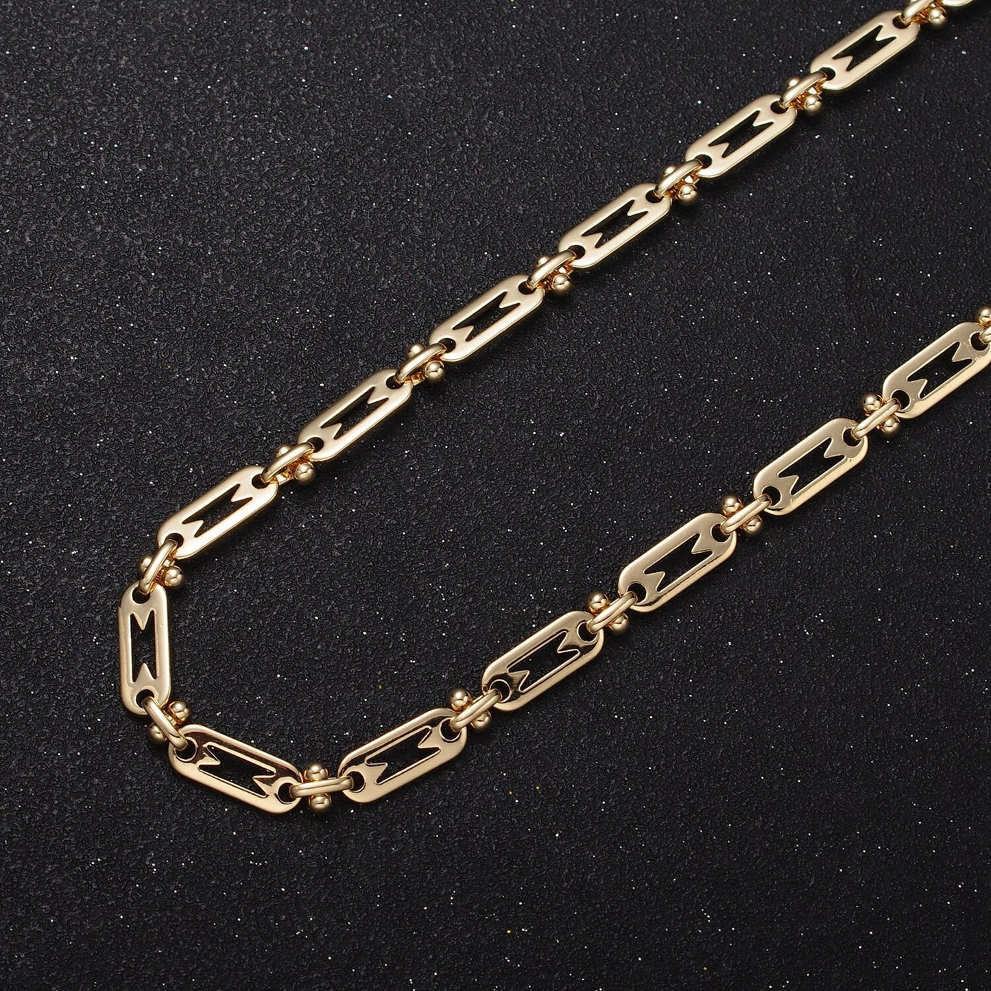 16K Gold Filled Geometric Designed Paper Clip Link 5mm Unfinished Jewelry Making Chain by Yard in Gold & Silver | Roll-1163 Roll-1164