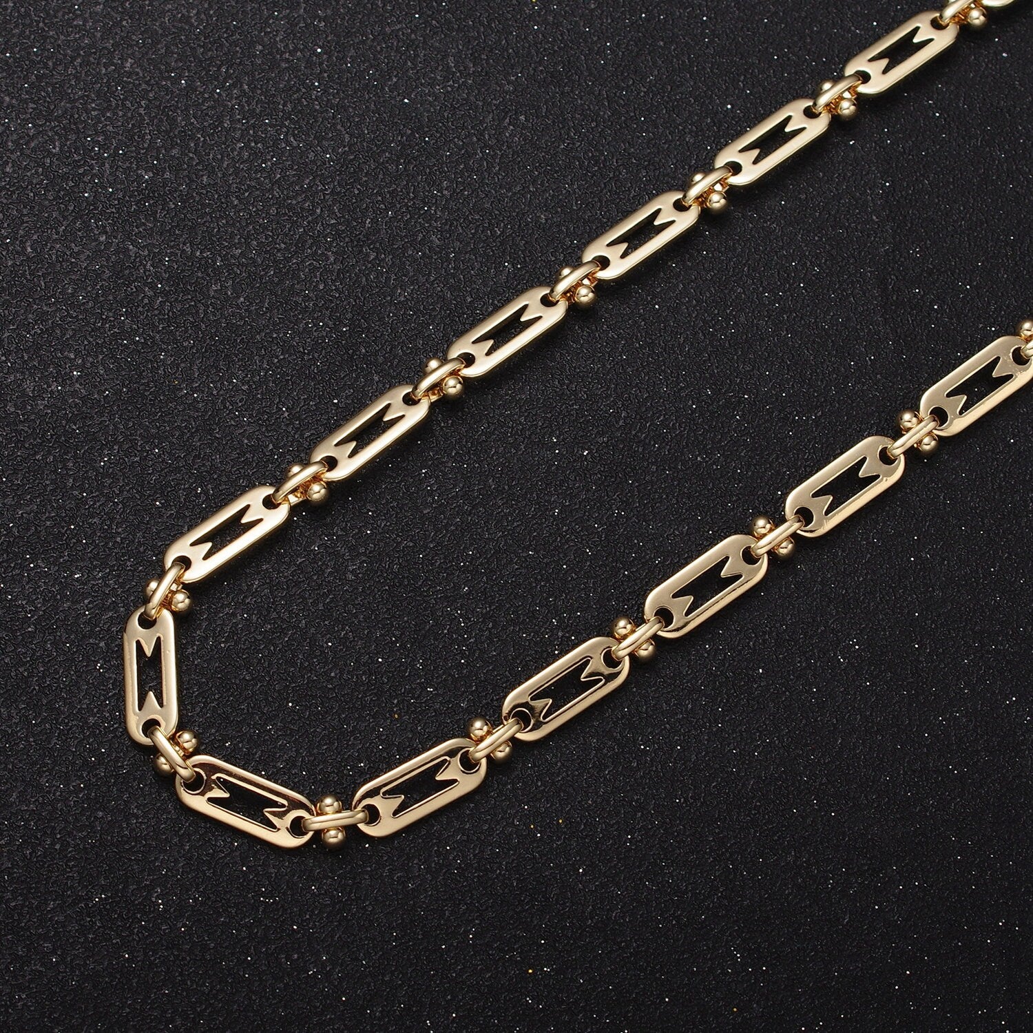 16K Gold Filled Geometric Designed Paper Clip Link 5mm Unfinished Jewelry Making Chain by Yard in Gold & Silver | Roll-1163 Roll-1164