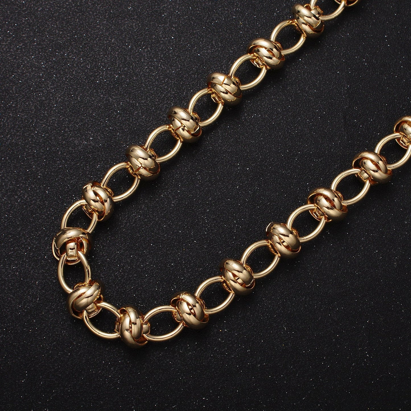 16K Gold Filled Multiple Rolo Link Designed Unfinished Jewelry Making Bulk Yard Statement Chain in Gold & Silver | Roll-1155 Roll-1156