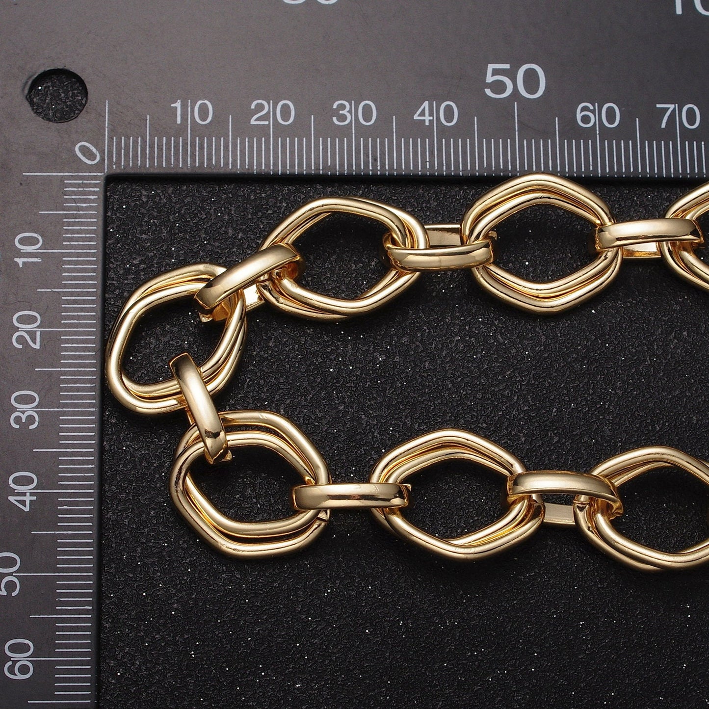 16K Gold Filled Geometric Rhombus Hexagonal Double Multiple Link Unfinished Yard Statement Chain in Gold & Silver | Roll-1151 Roll-1152