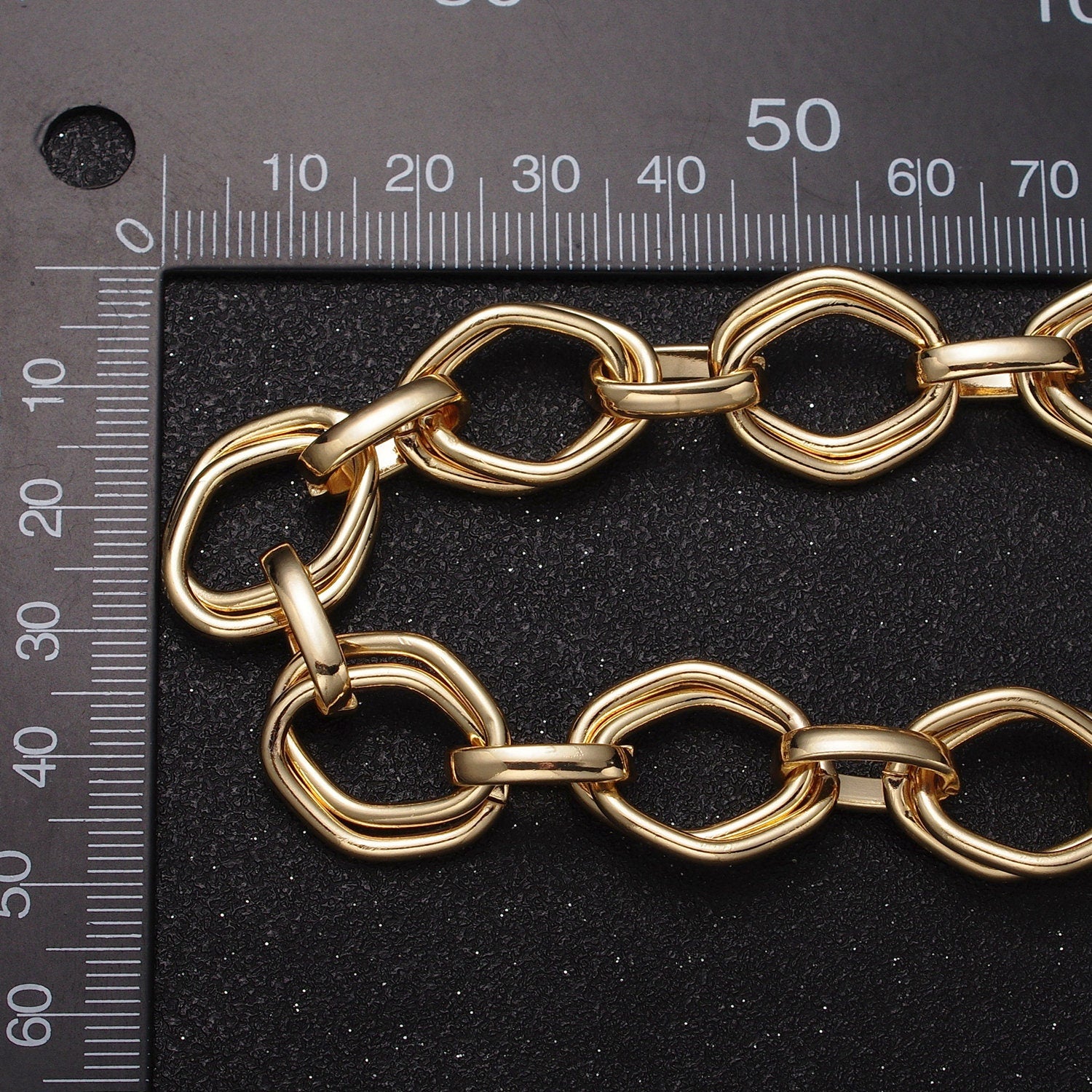 16K Gold Filled Geometric Rhombus Hexagonal Double Multiple Link Unfinished Yard Statement Chain in Gold & Silver | Roll-1151 Roll-1152