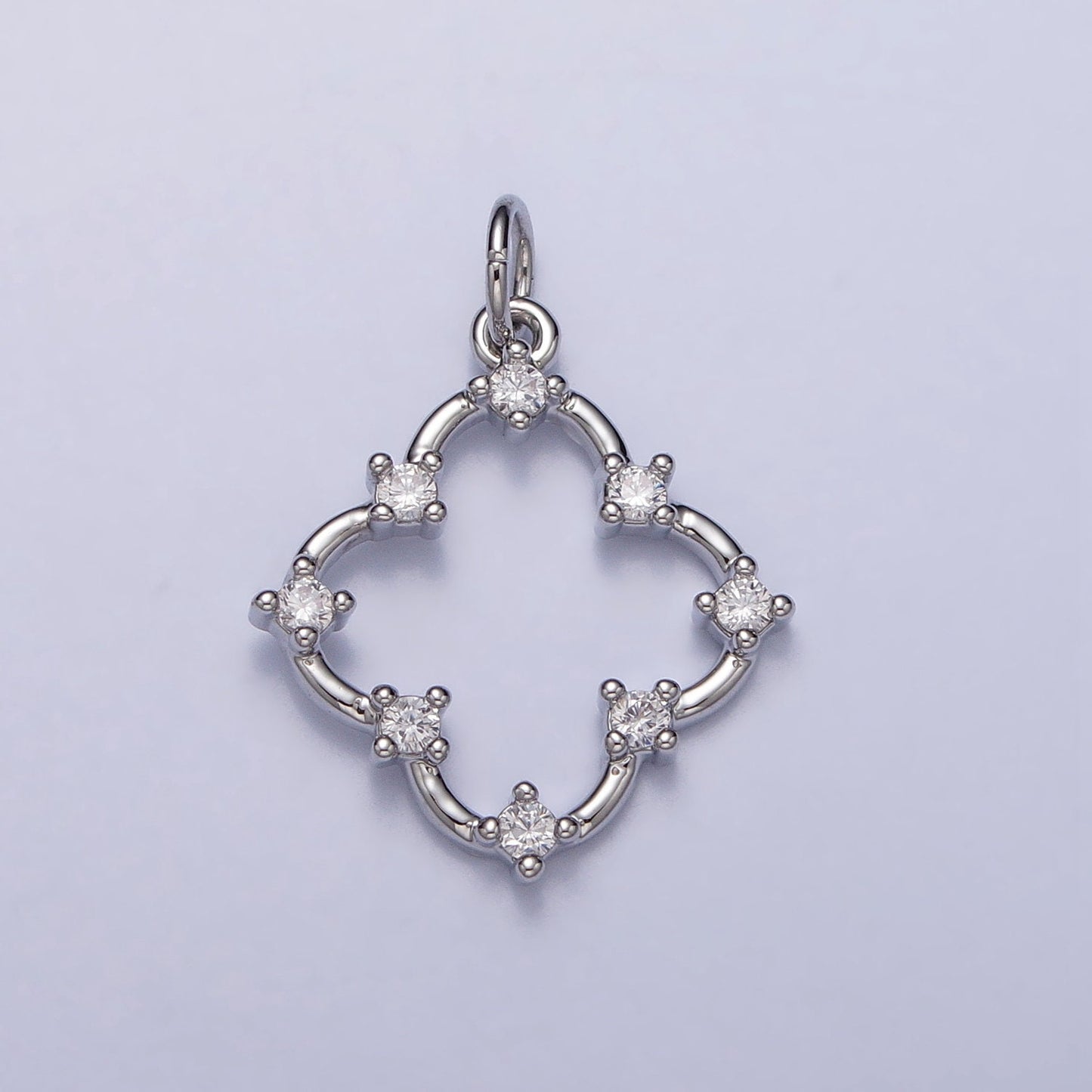 Dainty Clover Charm Pendant Gold Moissanite Quatrefoil Charm For Necklace Bracelet Component for Minimalist Lucky Jewelry Making AC349