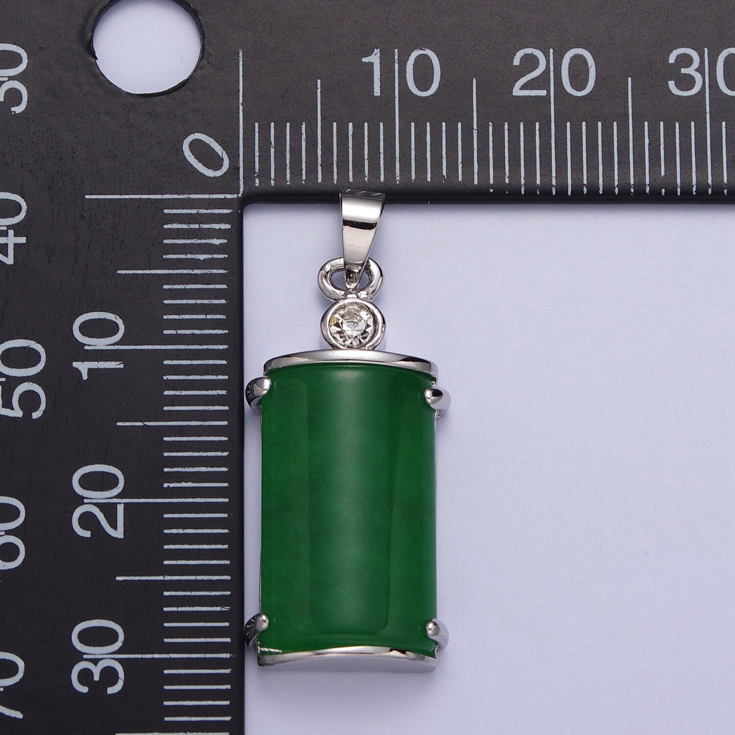 Natural Jade Pendant Charm Necklace with White Gold Filled Frame Genuine Dainty Green Jade Amulet Necklace for Silver Pendant AA101