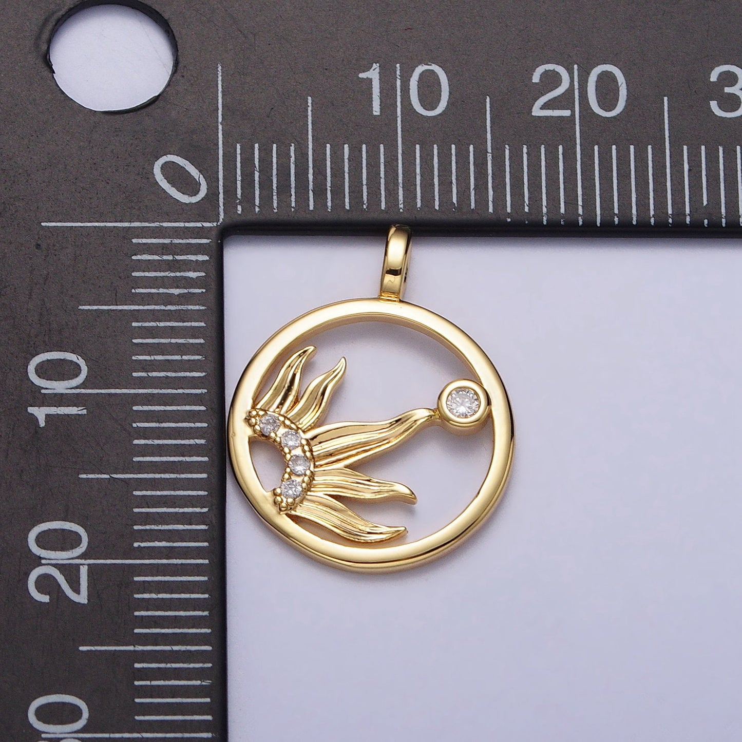 Dainty Sunshine Charm 16K Gold Filled Sun rays pendant, Silver Sun Charm Celestial Jewelry for Bracelet Necklace Component AC117