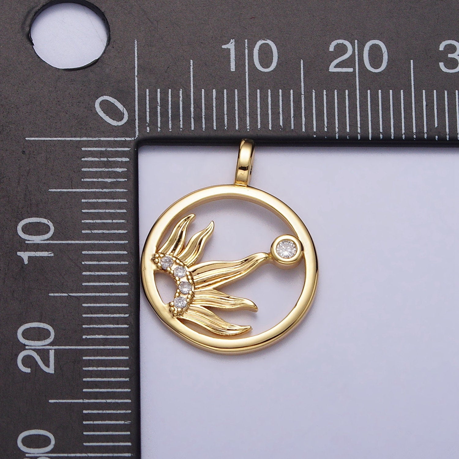 Dainty Sunshine Charm 16K Gold Filled Sun rays pendant, Silver Sun Charm Celestial Jewelry for Bracelet Necklace Component AC117