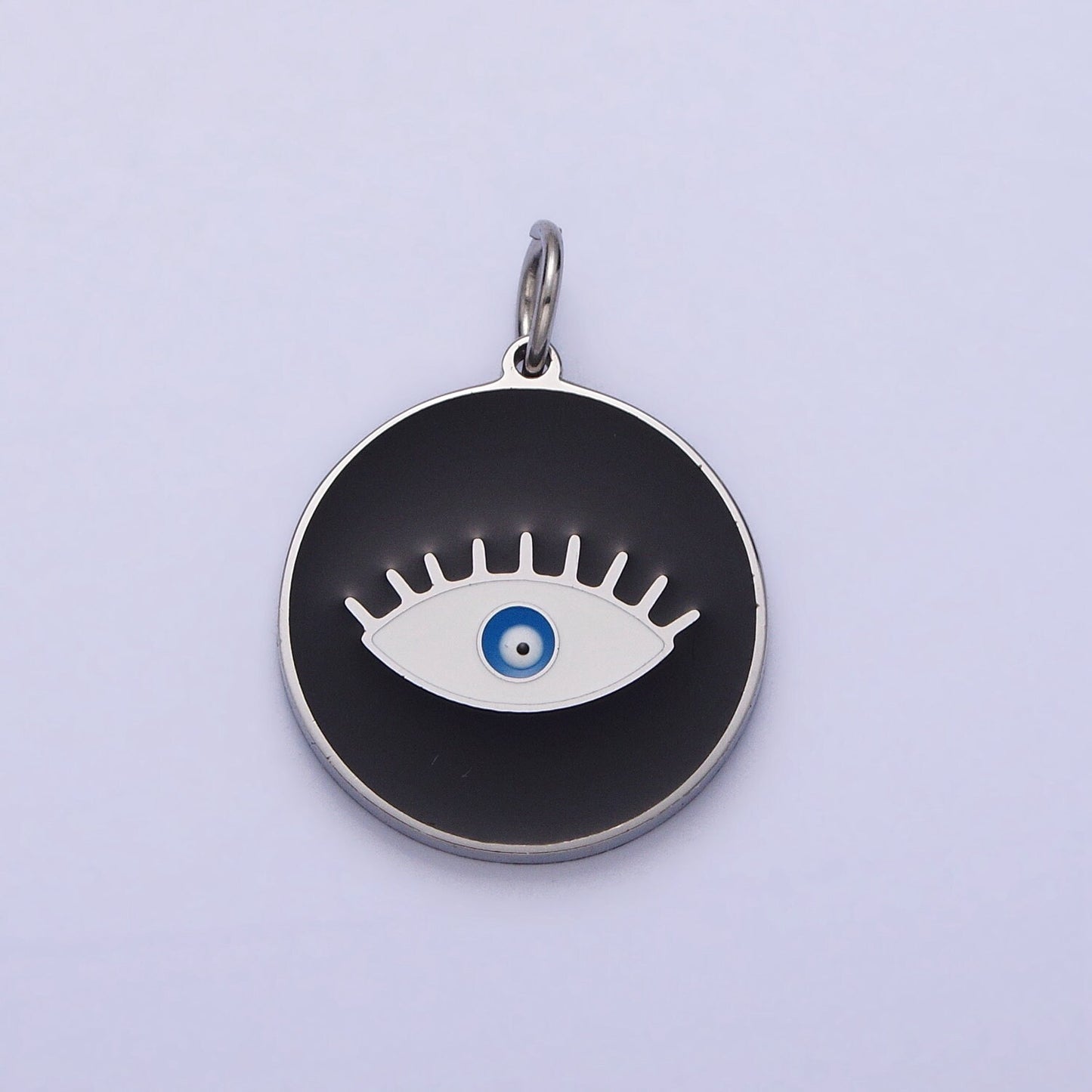 Gold Coin Medallion Charm White Red Black Enamel Evil Eye Charms Stainless Steel Evil Eye Pendant P-1222