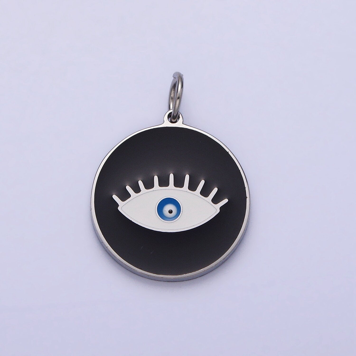 Gold Coin Medallion Charm White Red Black Enamel Evil Eye Charms Stainless Steel Evil Eye Pendant P-1222