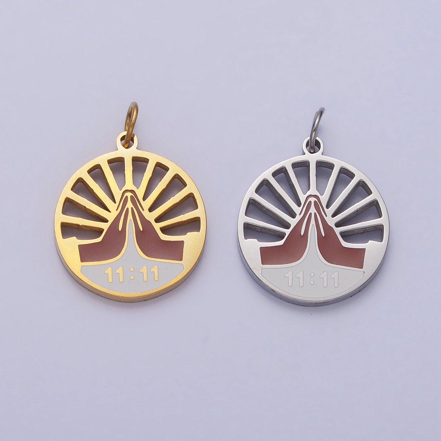 1111 Gold Angel Number Charm Wish Lucky Number for Necklace Bracelet Component Stainless Steel Jewelry Finding AB1102