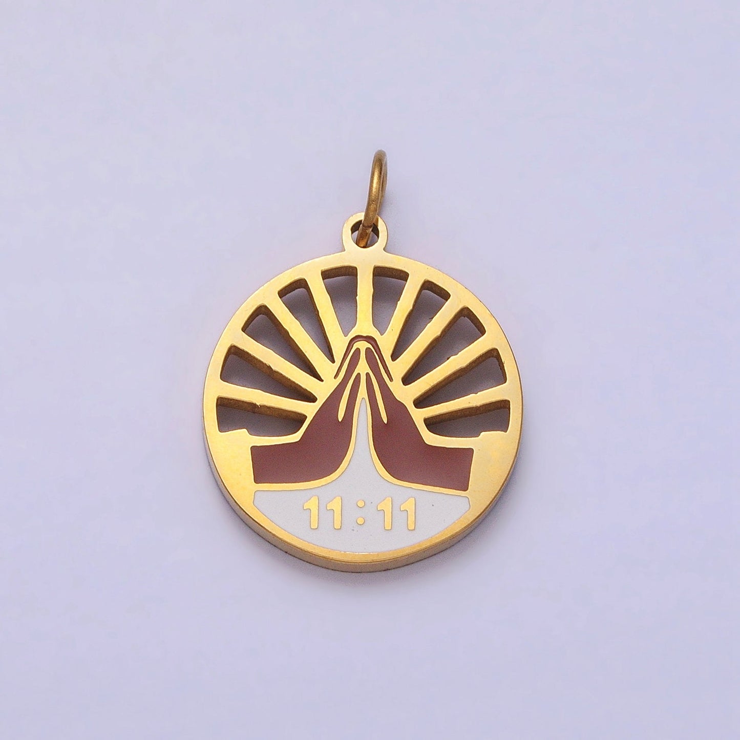 1111 Gold Angel Number Charm Wish Lucky Number for Necklace Bracelet Component Stainless Steel Jewelry Finding AB1102