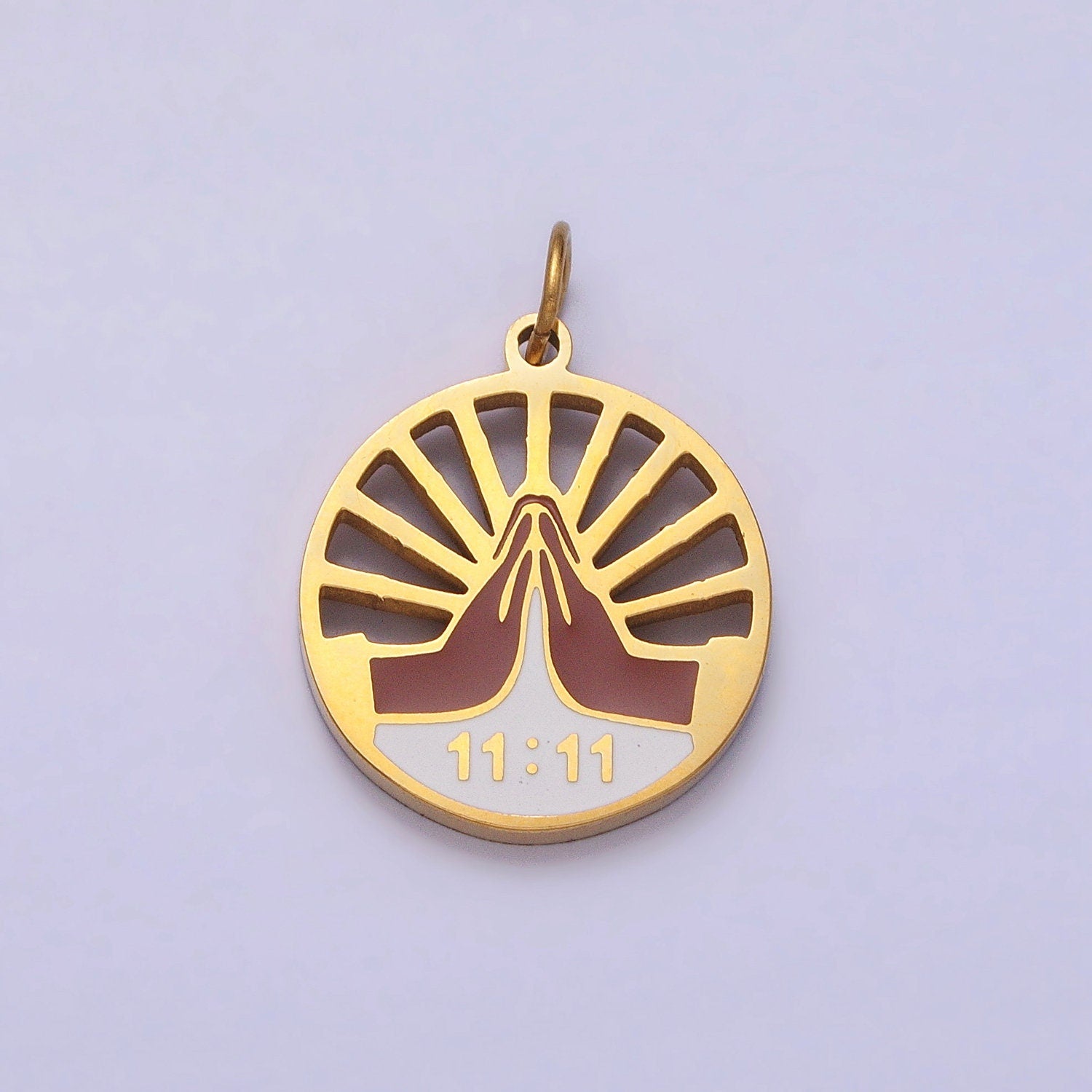 1111 Gold Angel Number Charm Wish Lucky Number for Necklace Bracelet Component Stainless Steel Jewelry Finding AB1102