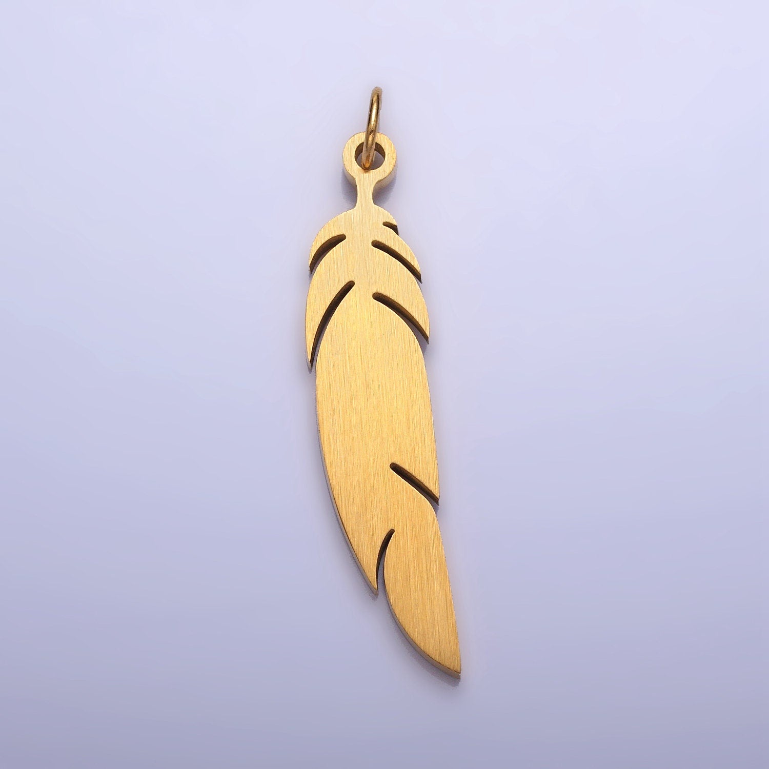 Stainless Steel Feather Charm, 42.8x8.5mm Gold Feather Pendant, Silver Color, Metal Necklace Bracelet Earring Charm, Jewelry Making P-921