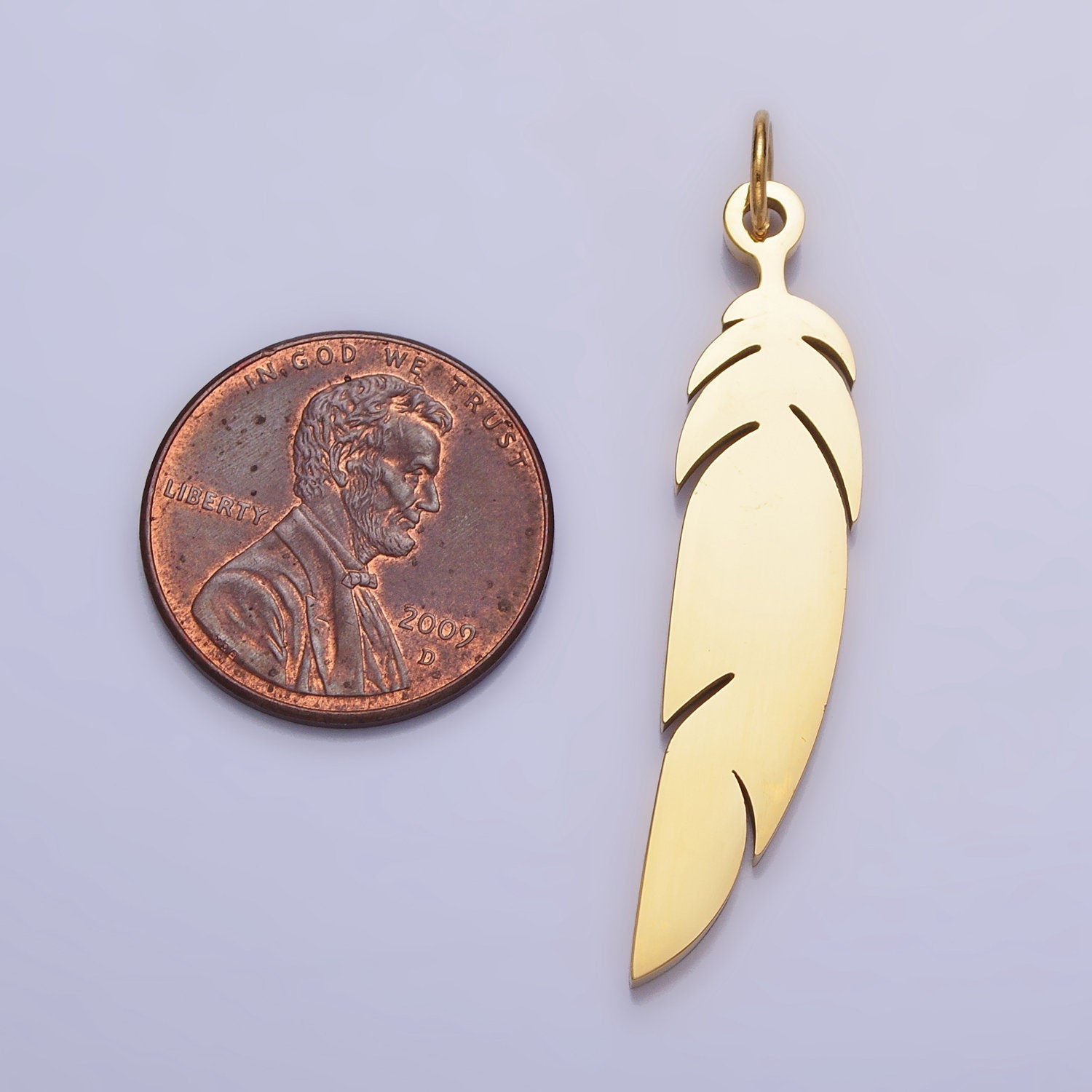 Stainless Steel Feather Charm, 42.8x8.5mm Gold Feather Pendant, Silver Color, Metal Necklace Bracelet Earring Charm, Jewelry Making P-921