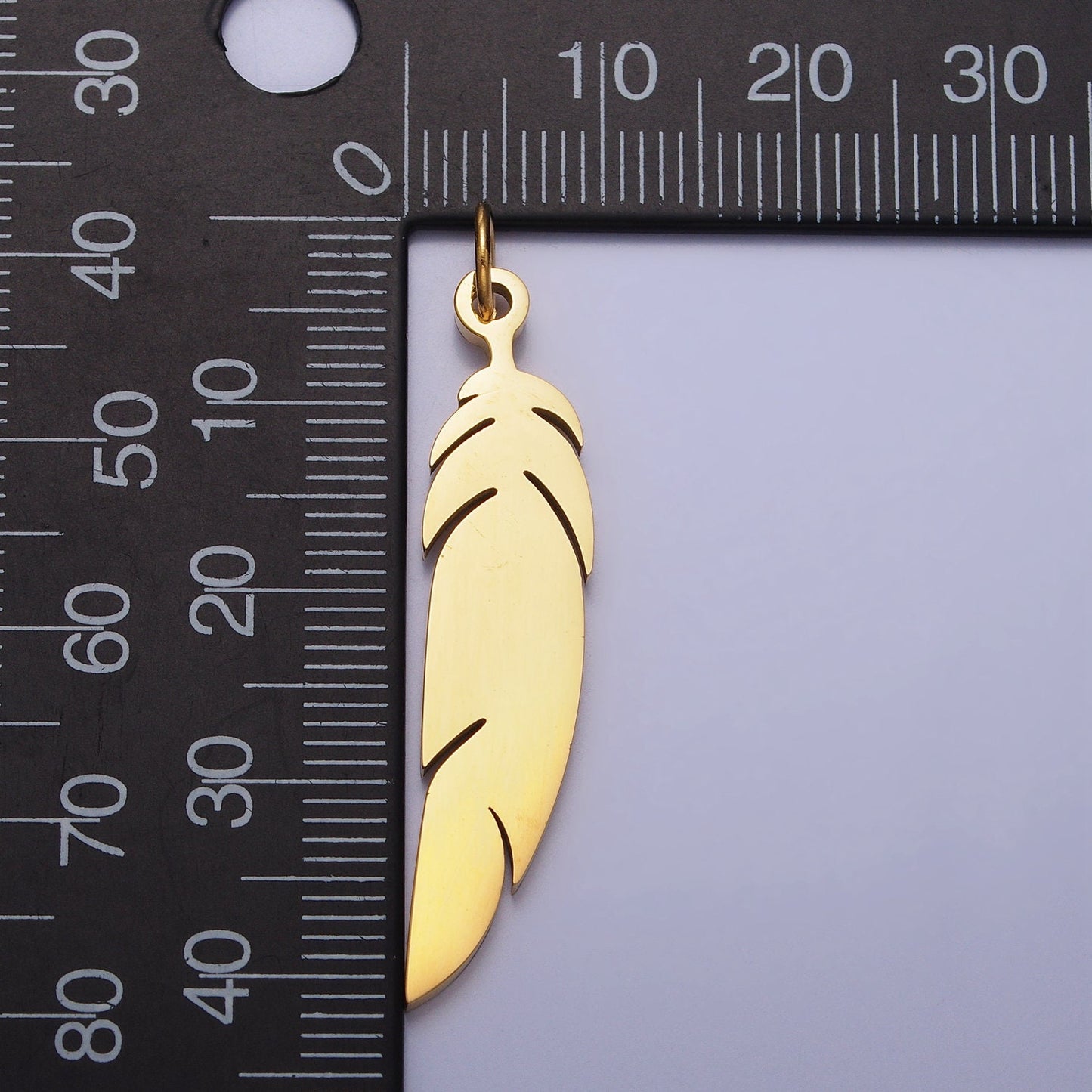 Stainless Steel Feather Charm, 42.8x8.5mm Gold Feather Pendant, Silver Color, Metal Necklace Bracelet Earring Charm, Jewelry Making P-921