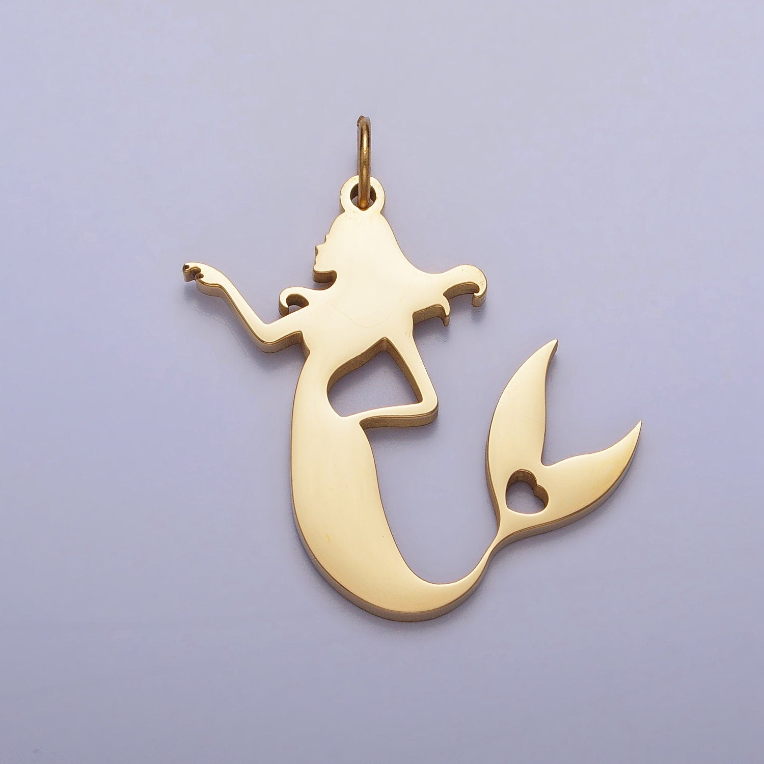 34x25.6mm Stainless Steel Mermaid Charms, Steel Dainty Mermaid Pendants Gold Under The Sea Jewelry Inspired Theme AB1126