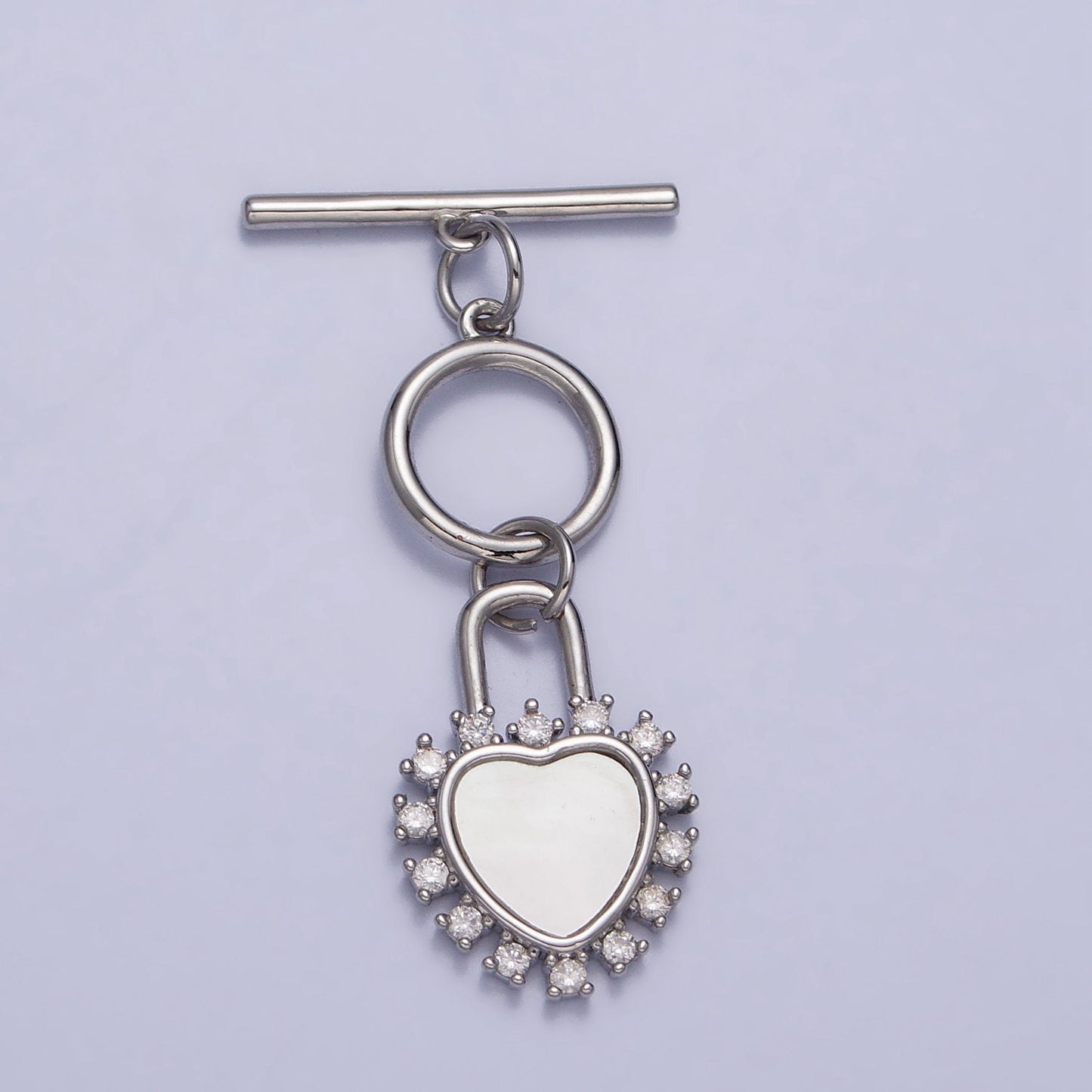 Uniqe Micro Pave Gold Shell Pearl Heart Toggle Clasp, Valentine Jewelry End Clasp OT Clasp Findings Z-066