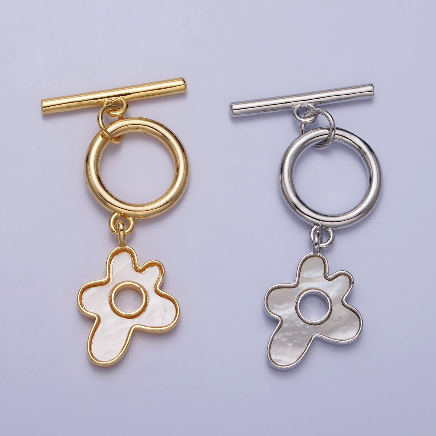 Abstract Shell Pearl Gold Flower Toggle Clasp, Jewelry Clasp OT Clasp Findings Z093