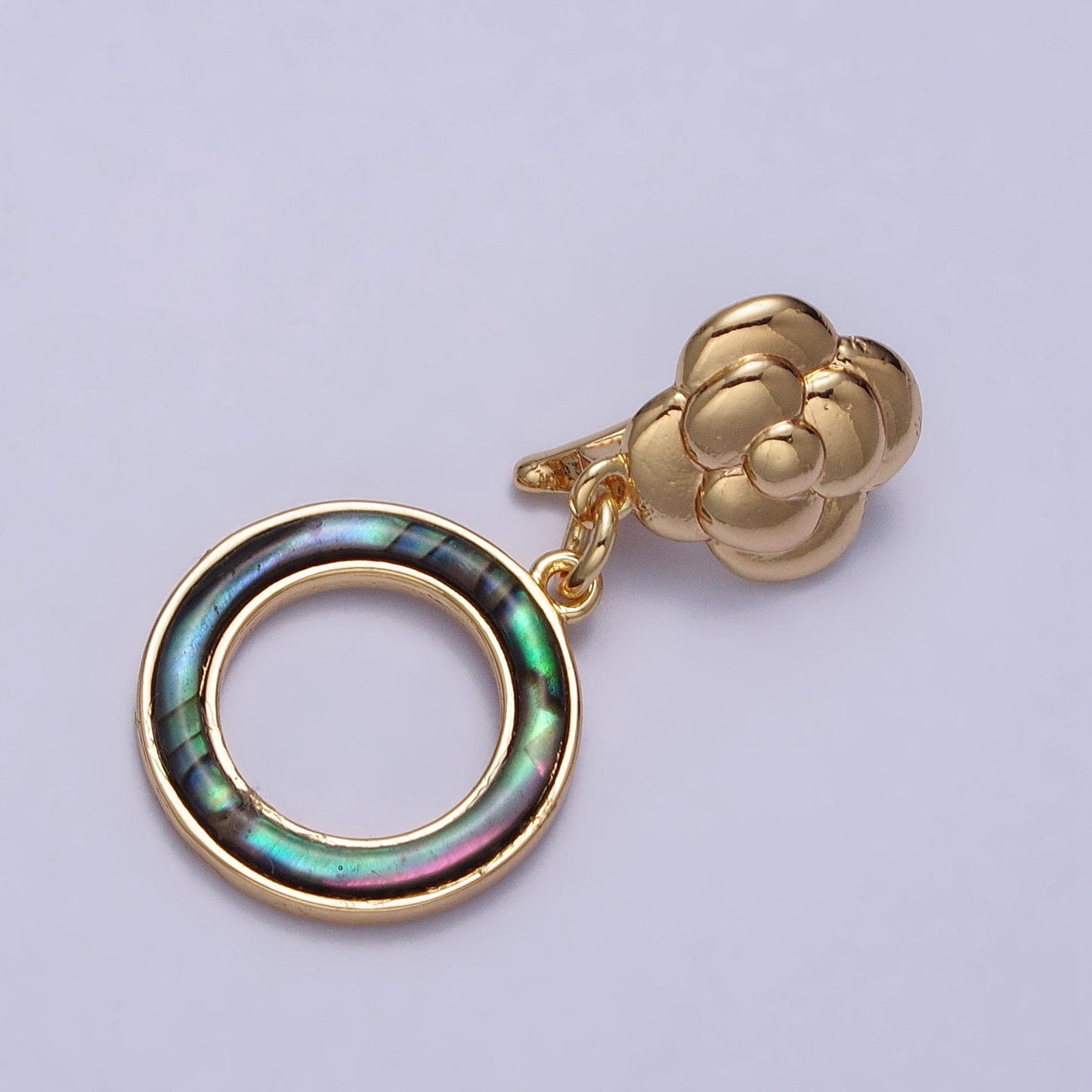 Abalone Shell Round Charms Shell Pearl Round Donut Pendant for Necklace Dangle Charm with Flower Bail For Minimalist Jewelry Z071