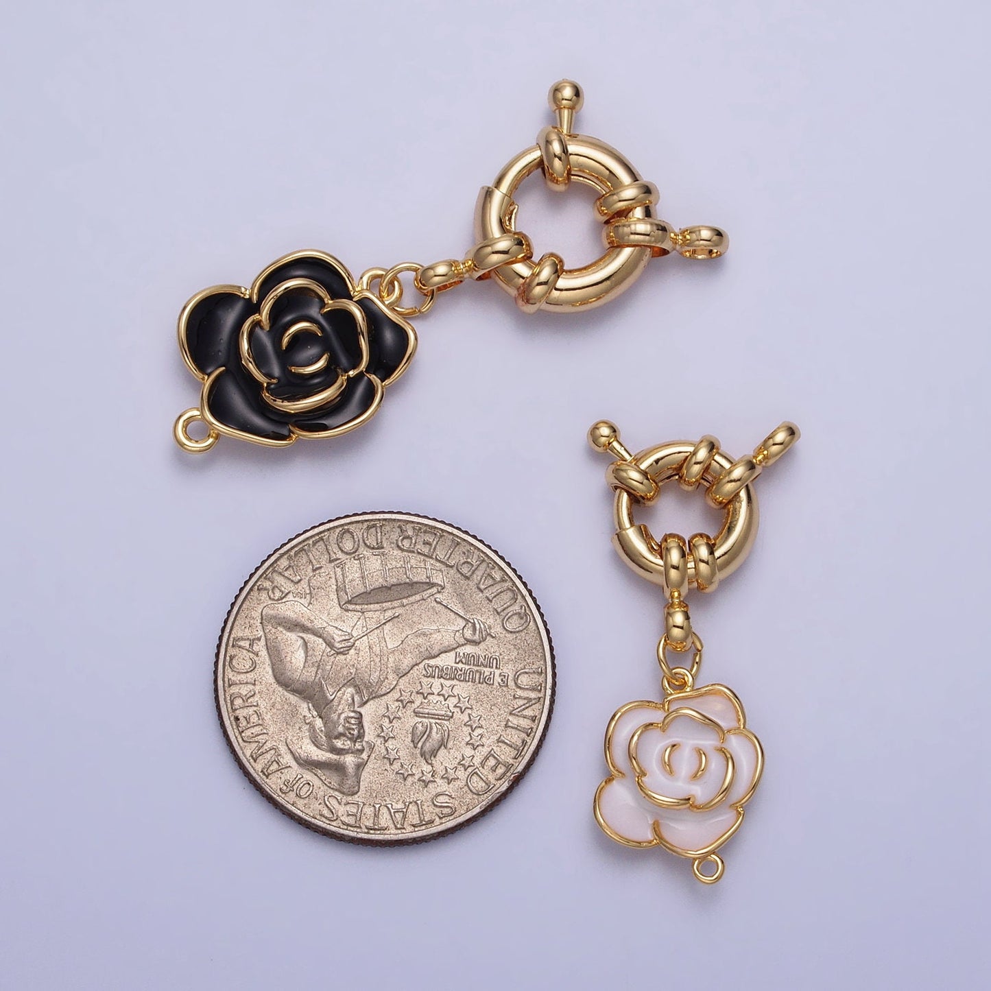 Gold Sailor Clasp With Flower Charm Three Loops for Lariat Necklace Bracelet Finding | Z050 Z051