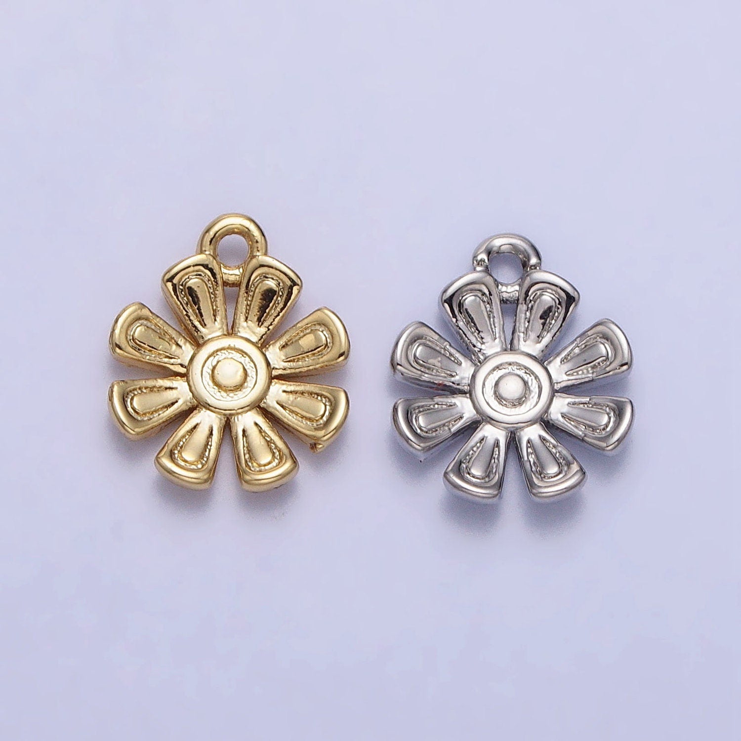 Tiny Mini Gold Flower Charm Pendant, Small Floral Pendant 14K Gold Filled Small Flower Necklace Earring Bracelet Jewelry Making AC335