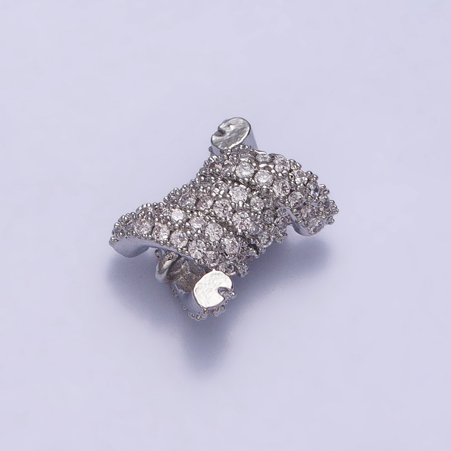 24K Gold Filled Spiral Tube Clear Micro Paved CZ Connector in Gold & Silver | Y-786