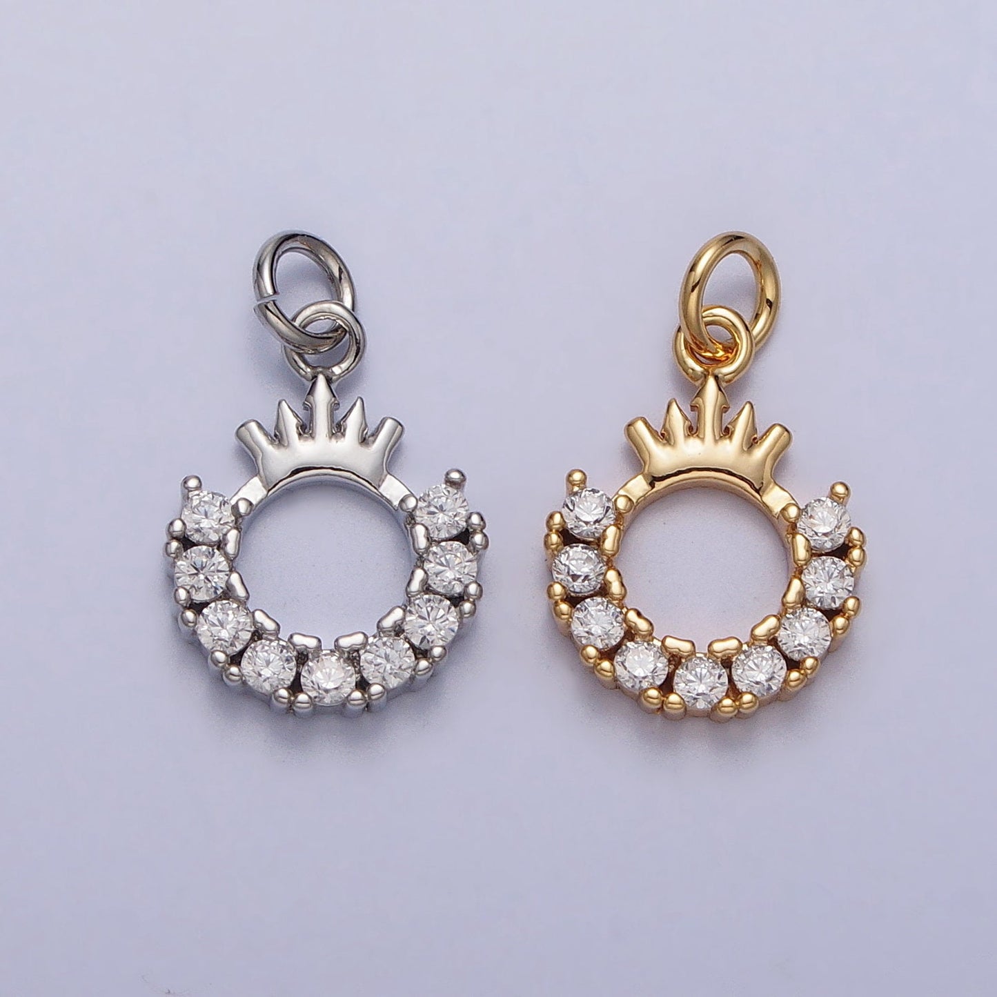 Gold Queen Crown Charm - Dainty Silver Crown Pendant Mini Cubic Zirconia Cute Gold Crown for Necklace Bracelet Supply AC258