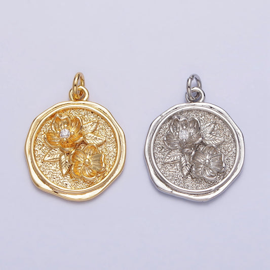 Gold Hawaiian Hibiscus Flower Charm Silver Five Petal Flower Charm Pendant Dainty Tropical Flower Pendant for Necklace Bracelet Supply AC283