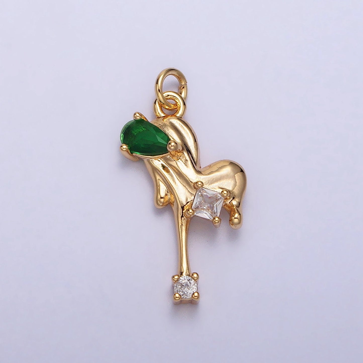 Melting Heart Pendant Necklace In Gold and Silver Plated Heart Necklace Charm with Cubic Zirconia Stone