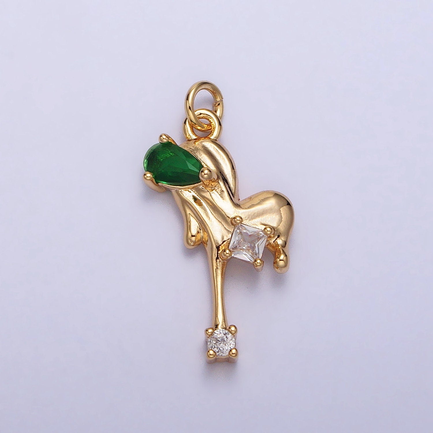 Melting Heart Pendant Necklace In Gold and Silver Plated Heart Necklace Charm with Cubic Zirconia Stone