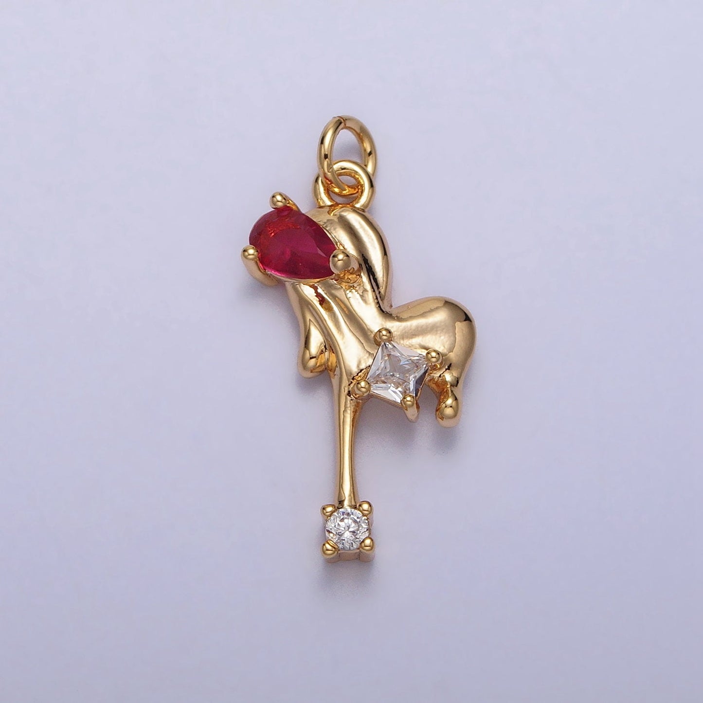 Melting Heart Pendant Necklace In Gold and Silver Plated Heart Necklace Charm with Cubic Zirconia Stone