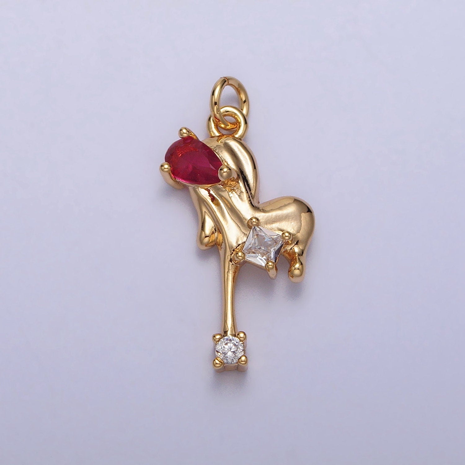 Melting Heart Pendant Necklace In Gold and Silver Plated Heart Necklace Charm with Cubic Zirconia Stone