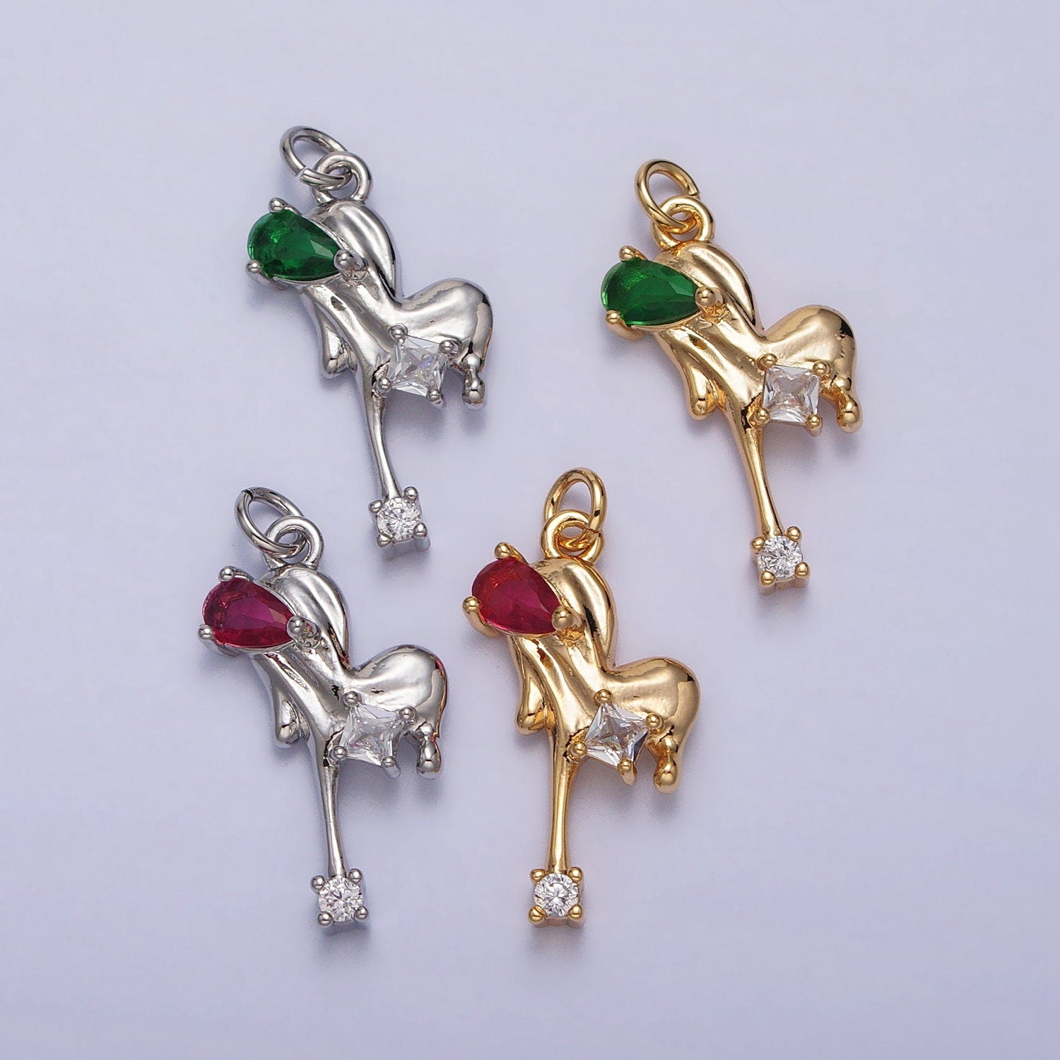 Melting Heart Pendant Necklace In Gold and Silver Plated Heart Necklace Charm with Cubic Zirconia Stone
