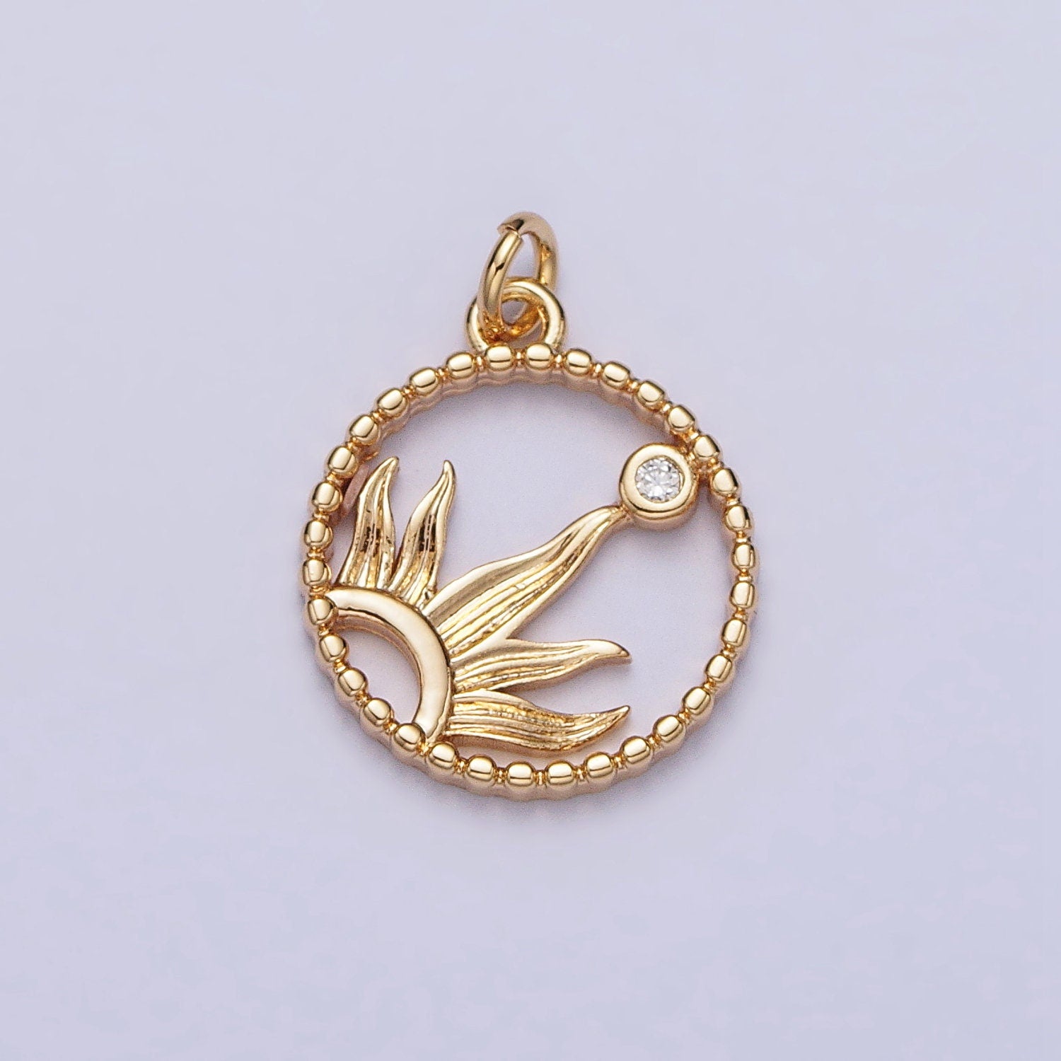 Dainty Sunshine Charm 16K Gold Filled Sun rays pendant, Silver Sun Charm Celestial Jewelry for Bracelet Necklace Component AC270