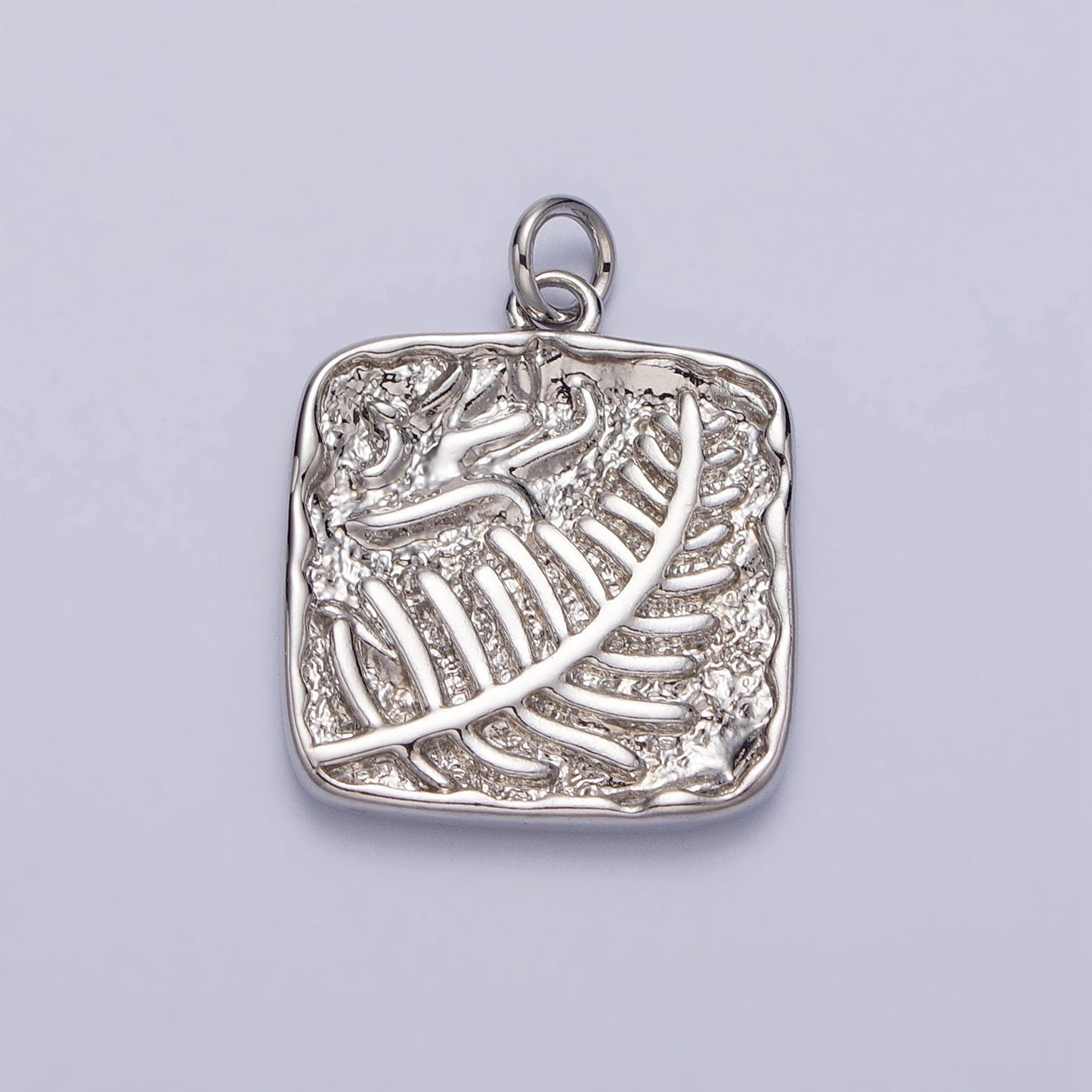 16K Gold Filled Palm Leaf Engraved Square Minimalist Charm | A780
