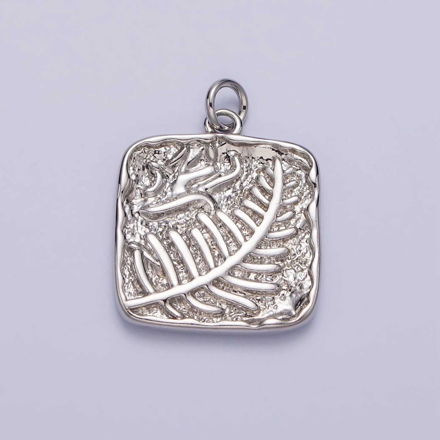 16K Gold Filled Palm Leaf Engraved Square Minimalist Charm | A780