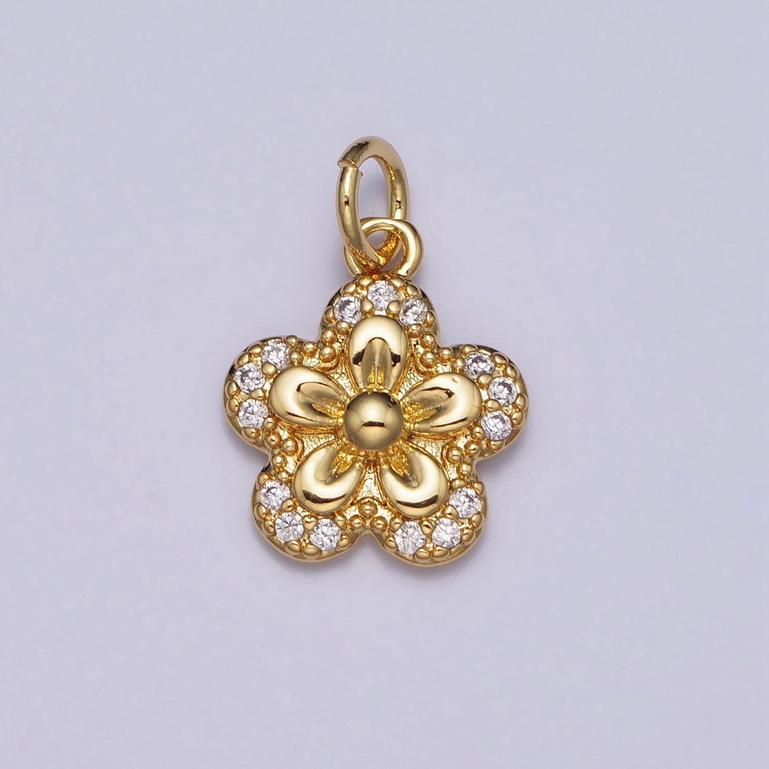 Dainty Gold Flower Charm Cubic Floral Pendant for Bracelet Necklace Earring Component Jewelry Making Supply AC202
