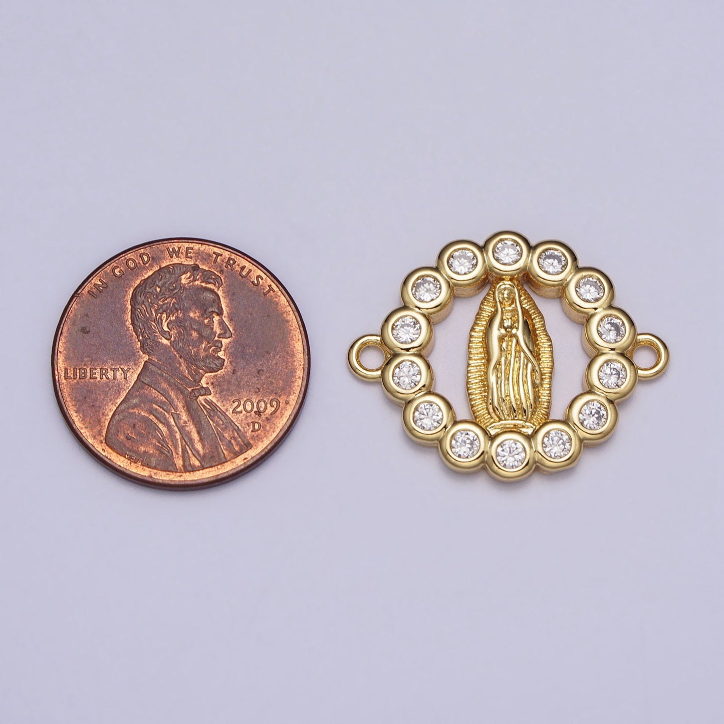 Dainty Gold Virgin Mother Mary Link connector Lady Guadalupe Charm Connector Religious Necklace Bracelet Component Y-782