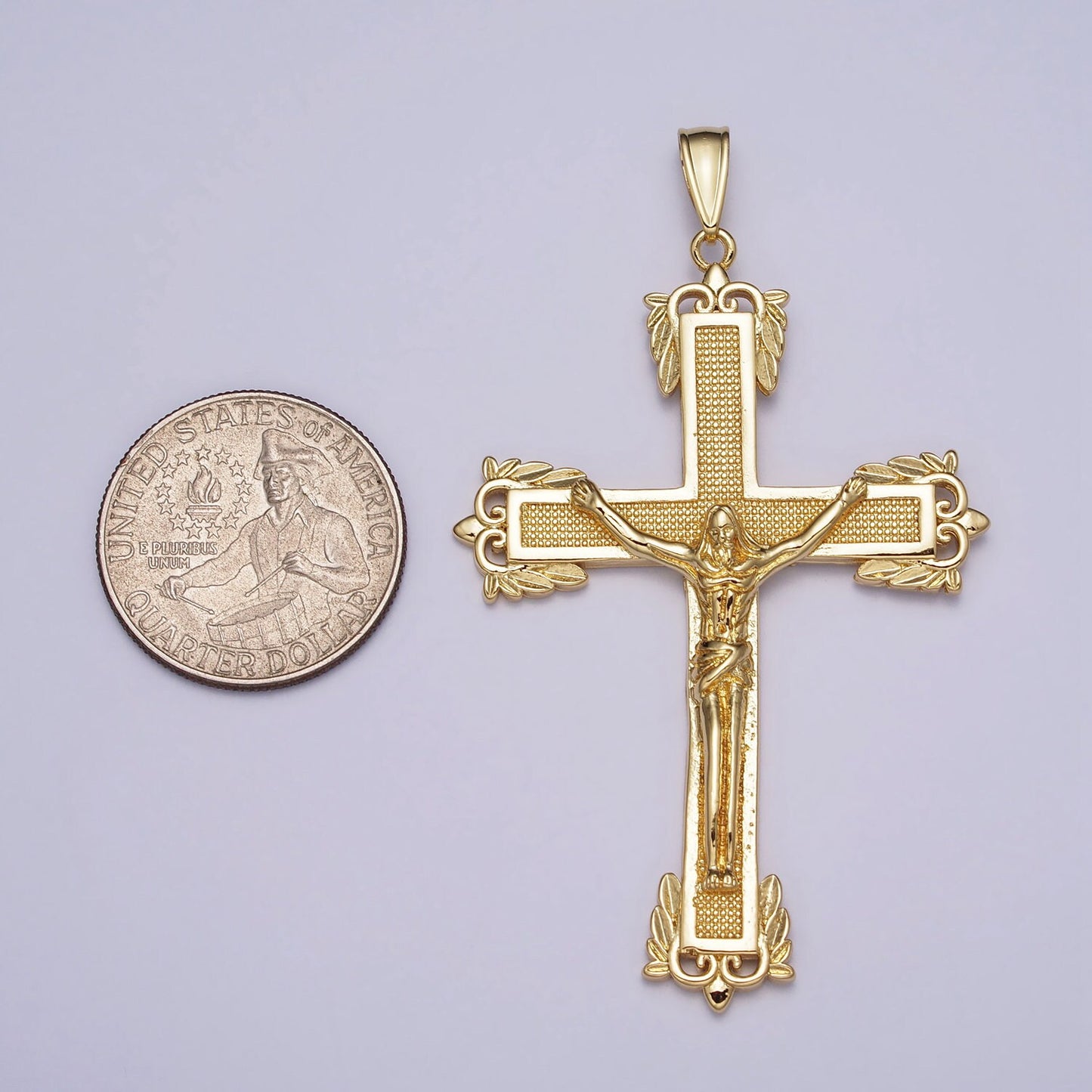 Men Gold Crucifix Jesus Body Pendant Statememnt Gold Cross Charm for Necklace Jewelry Making Religious Jewelry AA-081