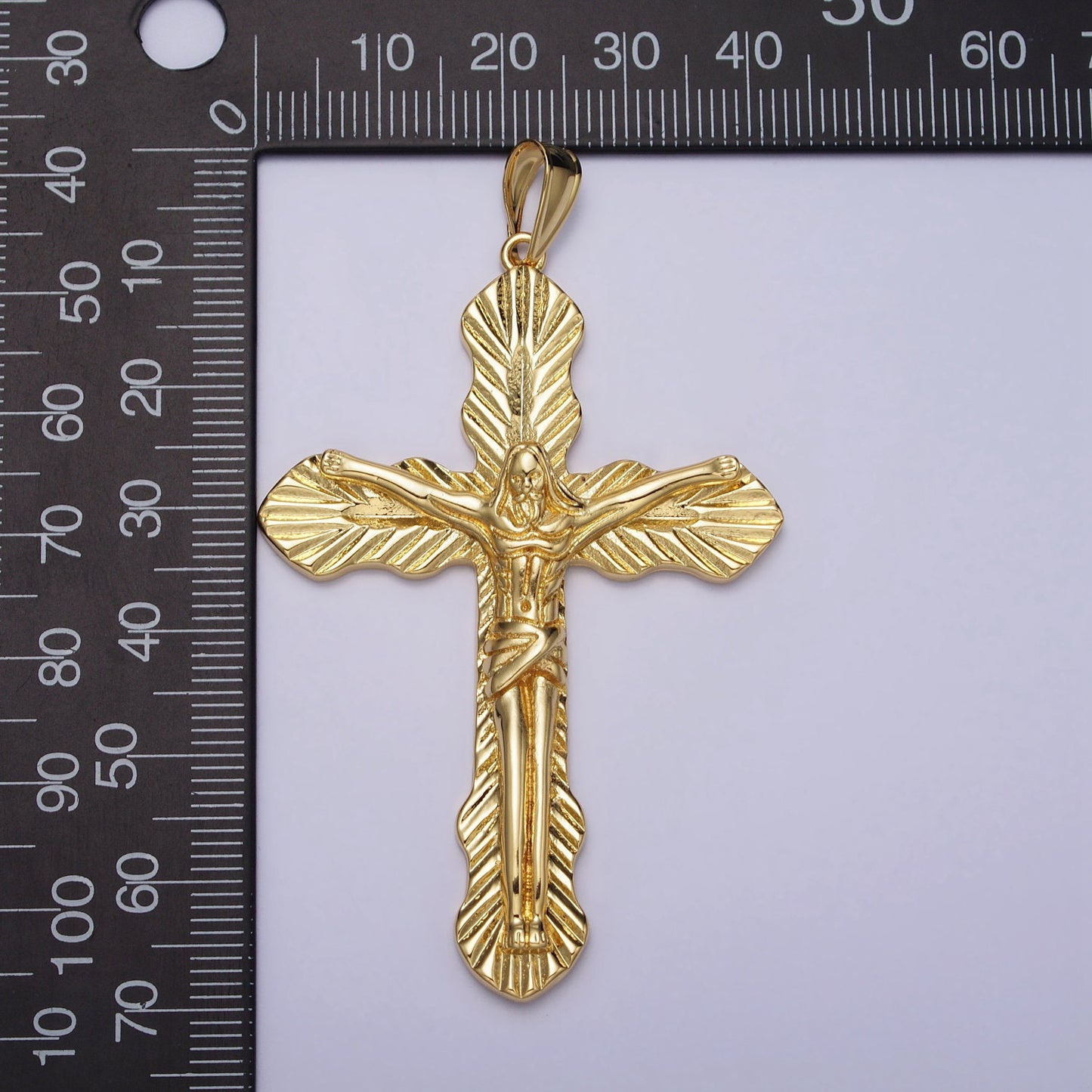 Big Gold Crucifix Cross Religious Pendant | AA084