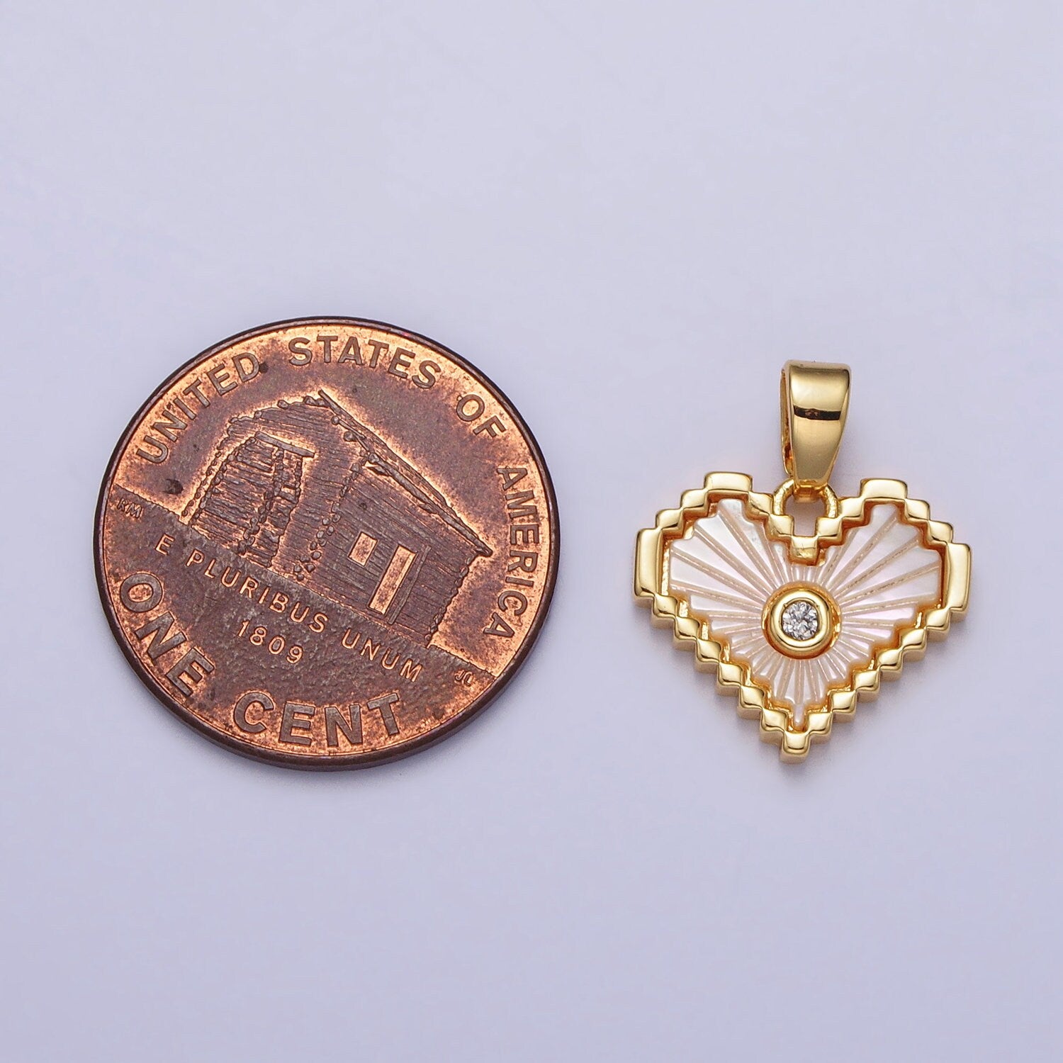 Pink Gold Filled Heart Pendant Radiant Style Dainty Pink Shell Pearl Love Charm Sunburst Hearts Love for Minimalist Jewelry Supply AA108