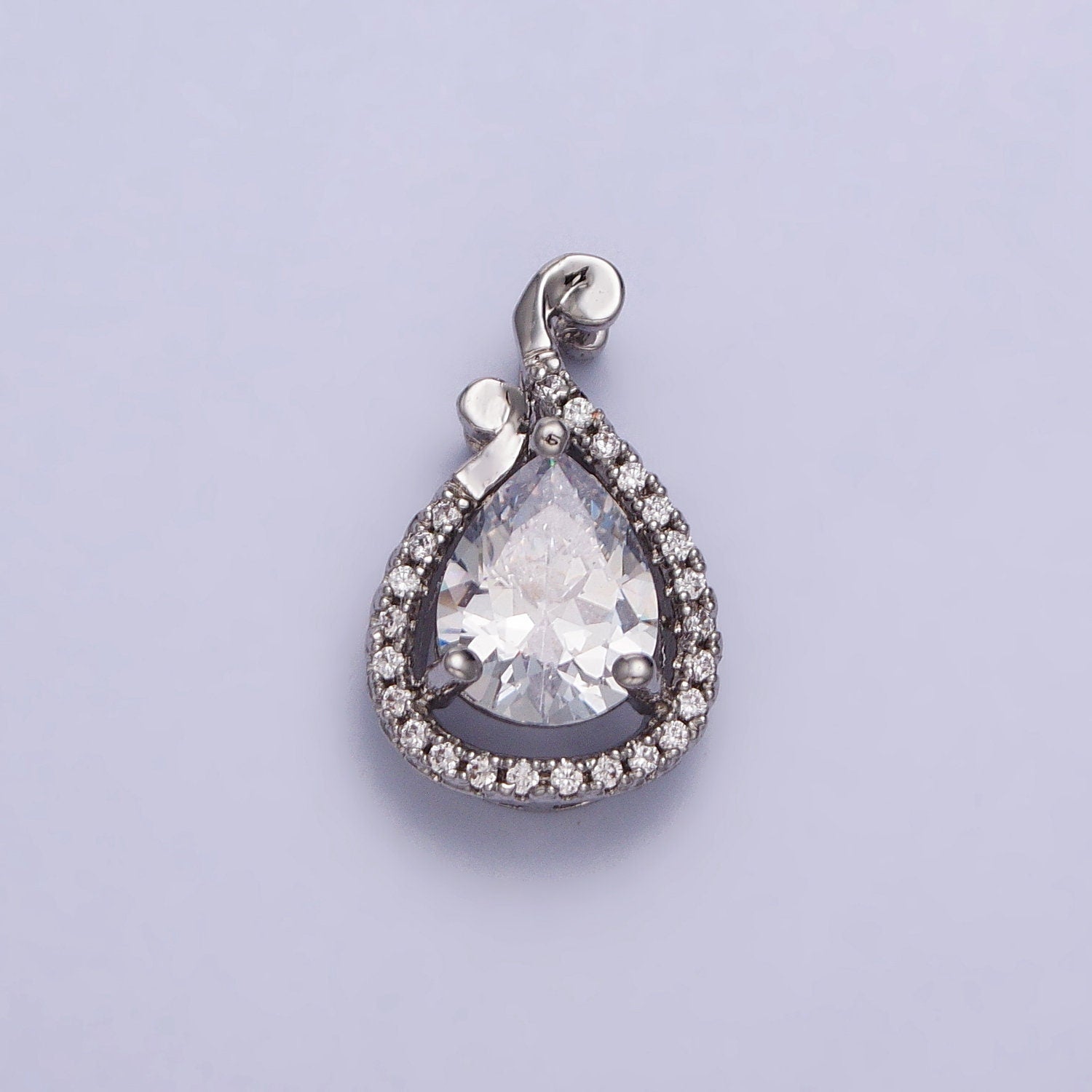 Clear CZ Teardrop Charm Dainty Silver Tear Drop Pendant, DIY Fashion Jewelry Craft Supply Necklace Bracelet Earring | aa031