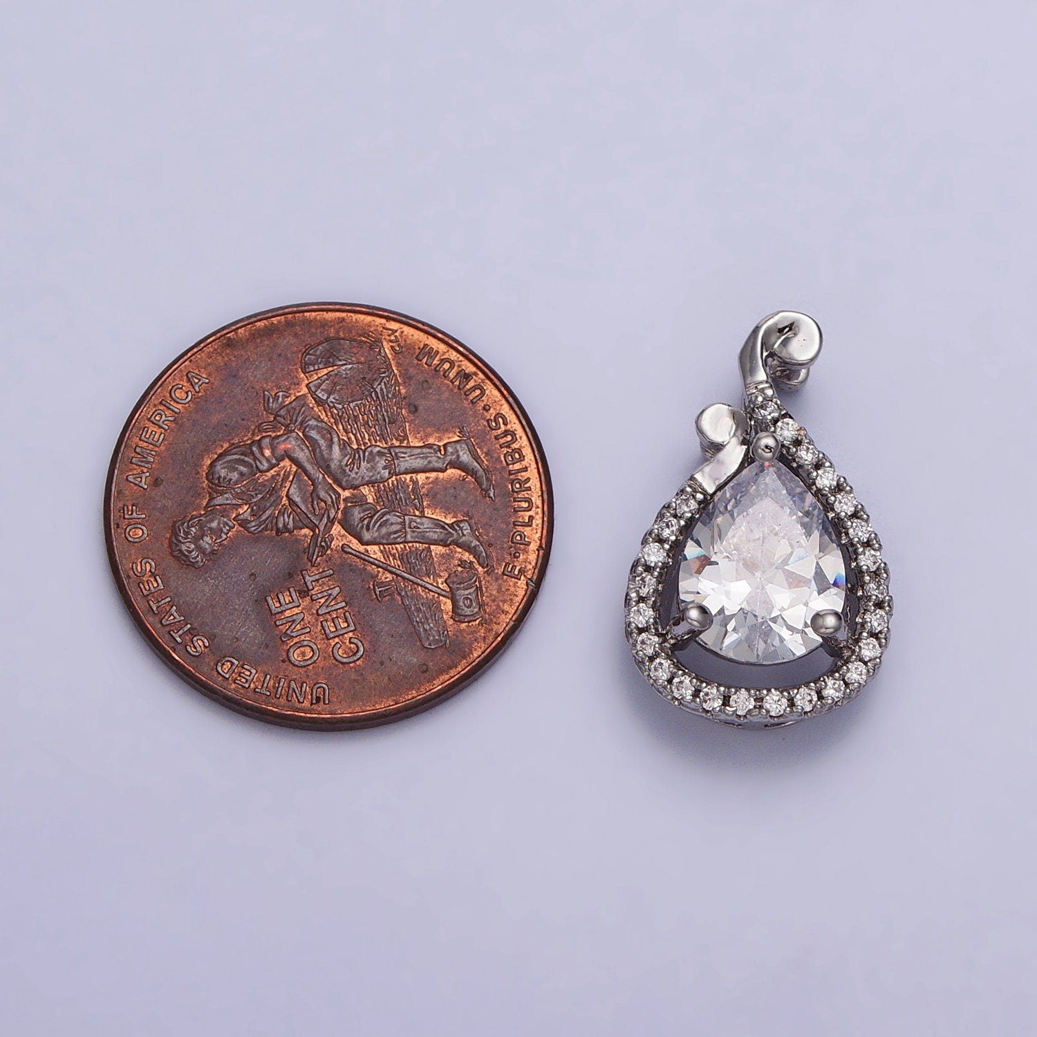Clear CZ Teardrop Charm Dainty Silver Tear Drop Pendant, DIY Fashion Jewelry Craft Supply Necklace Bracelet Earring | aa031