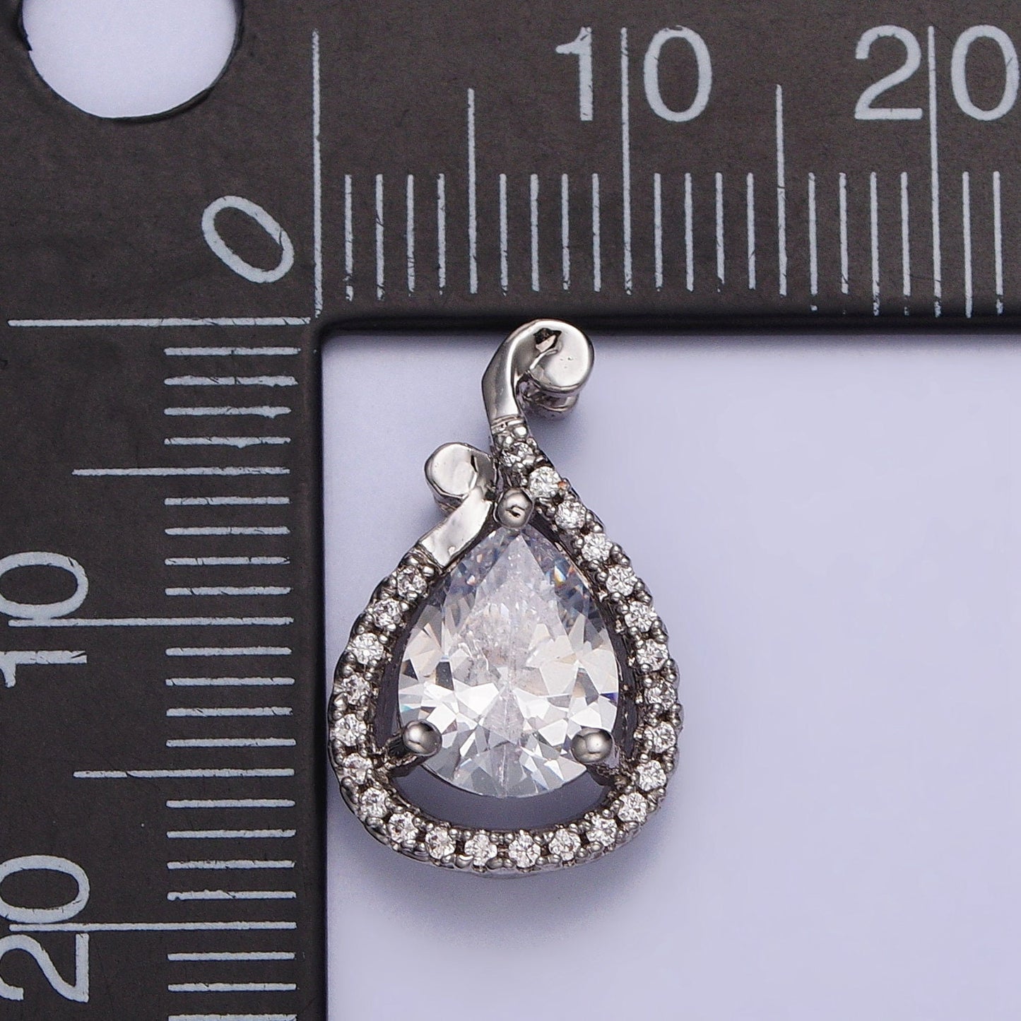 Clear CZ Teardrop Charm Dainty Silver Tear Drop Pendant, DIY Fashion Jewelry Craft Supply Necklace Bracelet Earring | aa031