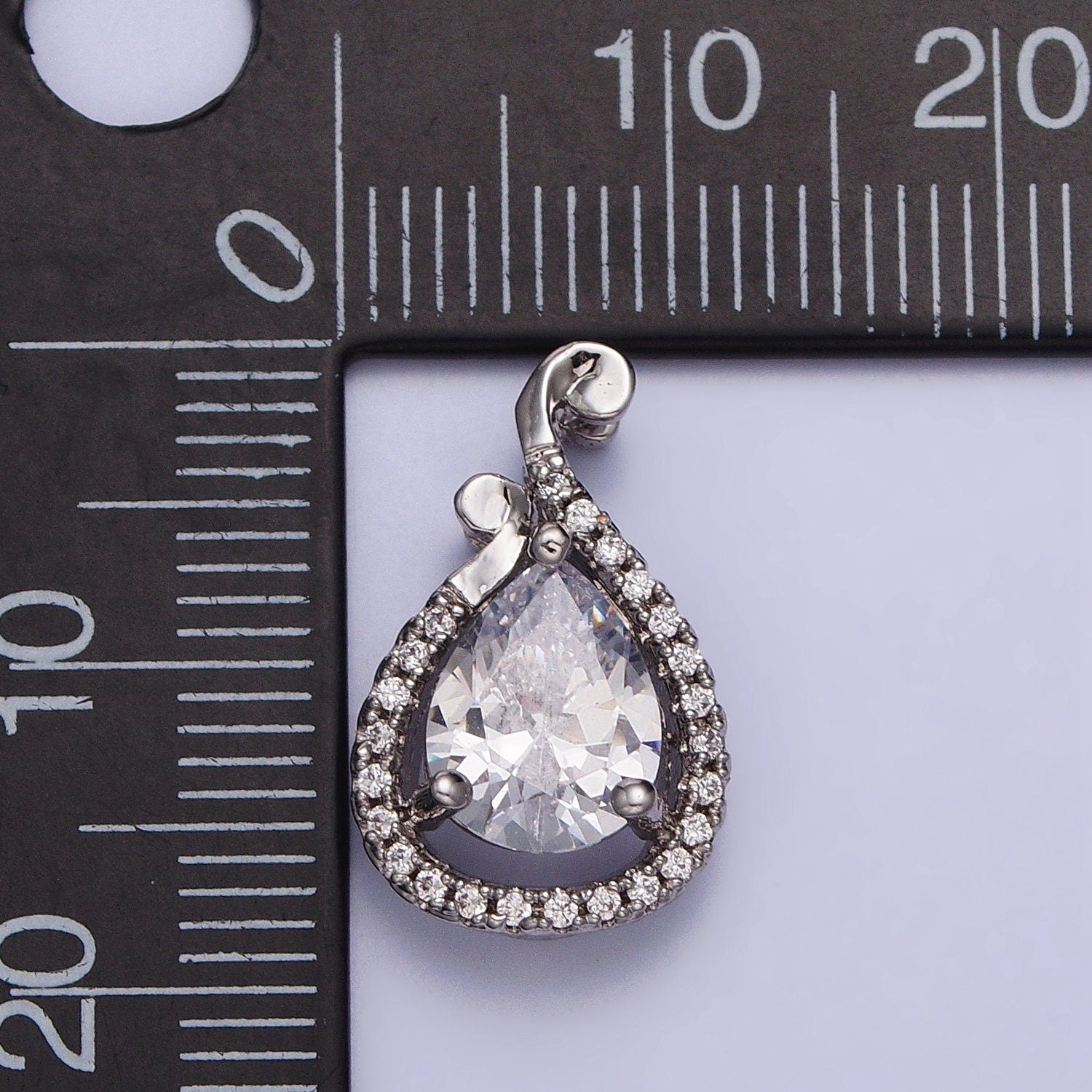 Clear CZ Teardrop Charm Dainty Silver Tear Drop Pendant, DIY Fashion Jewelry Craft Supply Necklace Bracelet Earring | aa031