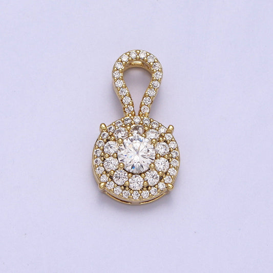 14K Gold Filled Clear CZ Round Micro Paved Charm Luxury Elegant Pendant For Minimalist Jewelry Component | AA041