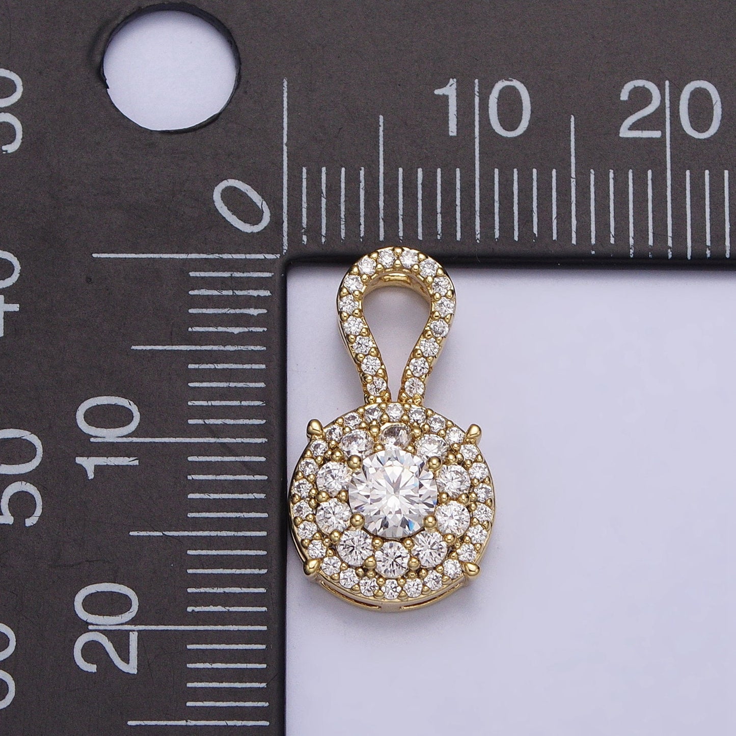 14K Gold Filled Clear CZ Round Micro Paved Charm Luxury Elegant Pendant For Minimalist Jewelry Component | AA041